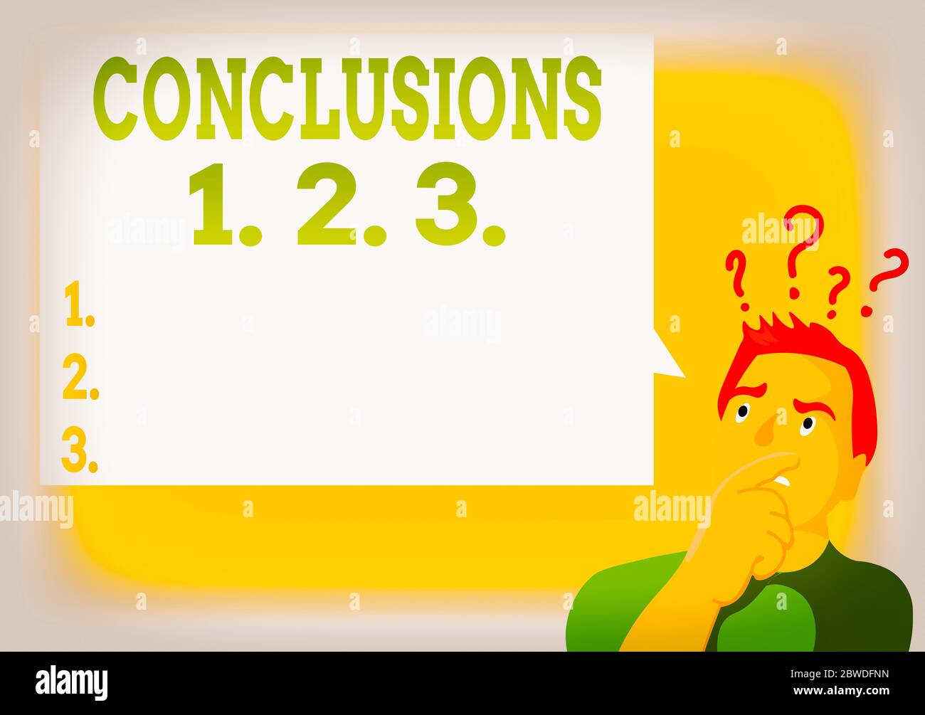 Conclusion Numbers Writing note showing Conclusions 1. 2. 3.. Business concept for Lists ...