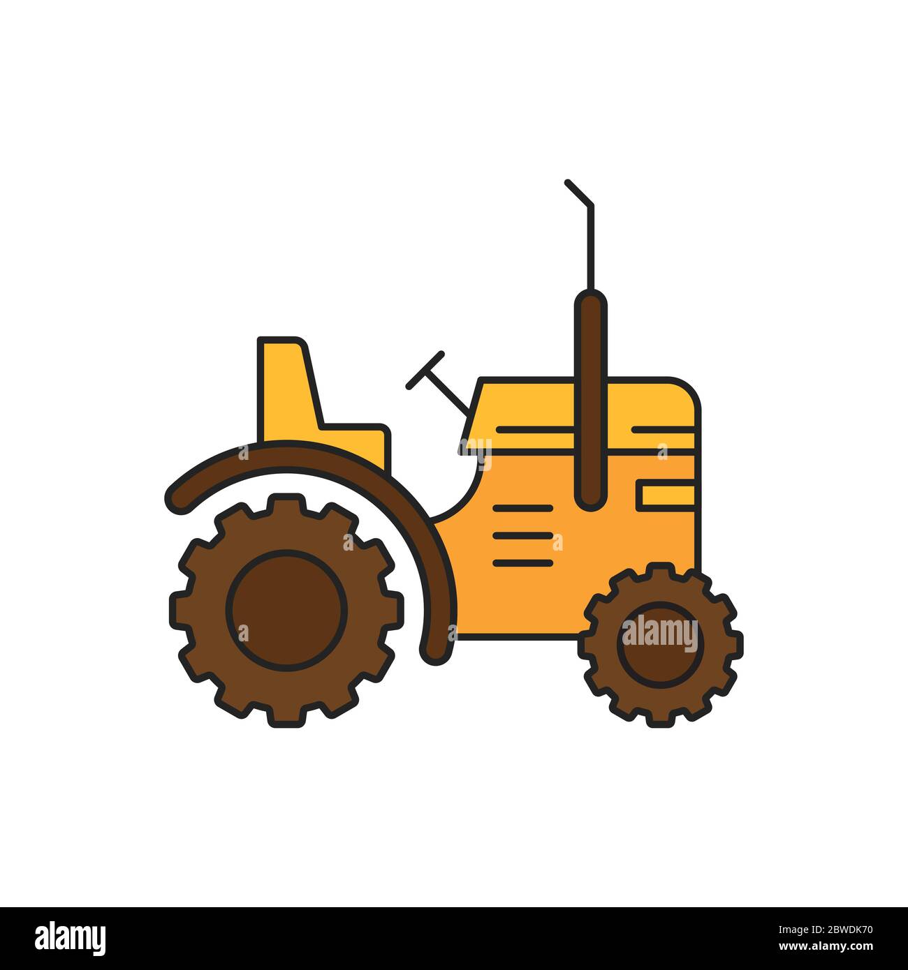 Tractor vector icon symbol harvest tool isolated on white background ...