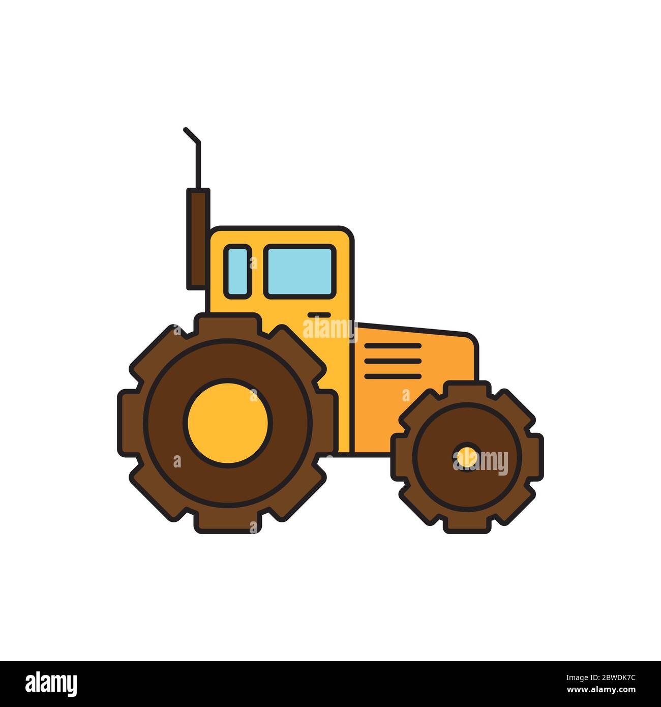 Tractor vector icon symbol harvest tool isolated on white background ...