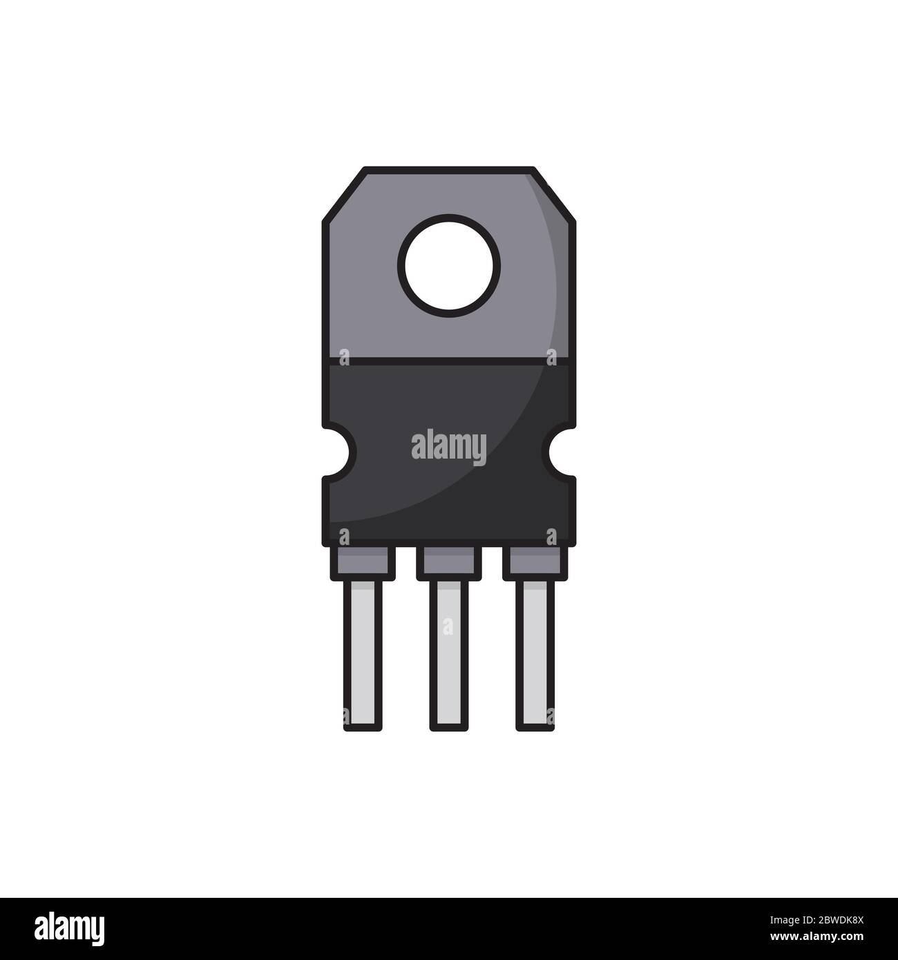 Transistor chip vector icon symbol electronic component isolated on
