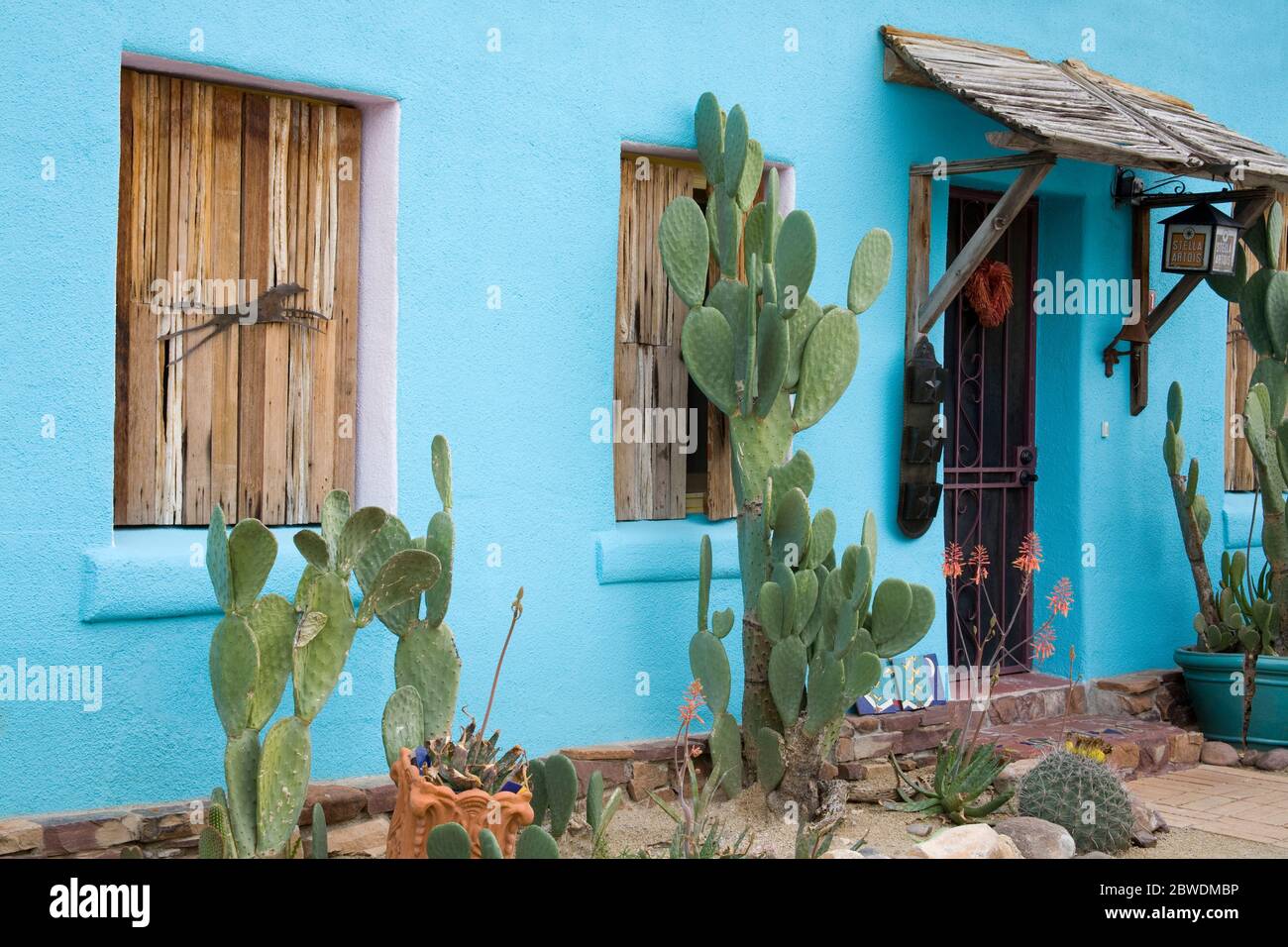 Blue House In Barrio Historico District Tucson Arizona USA Stock Photo blue-house-in-barrio-historico-district-tucson-arizona-usa-stock-photo
