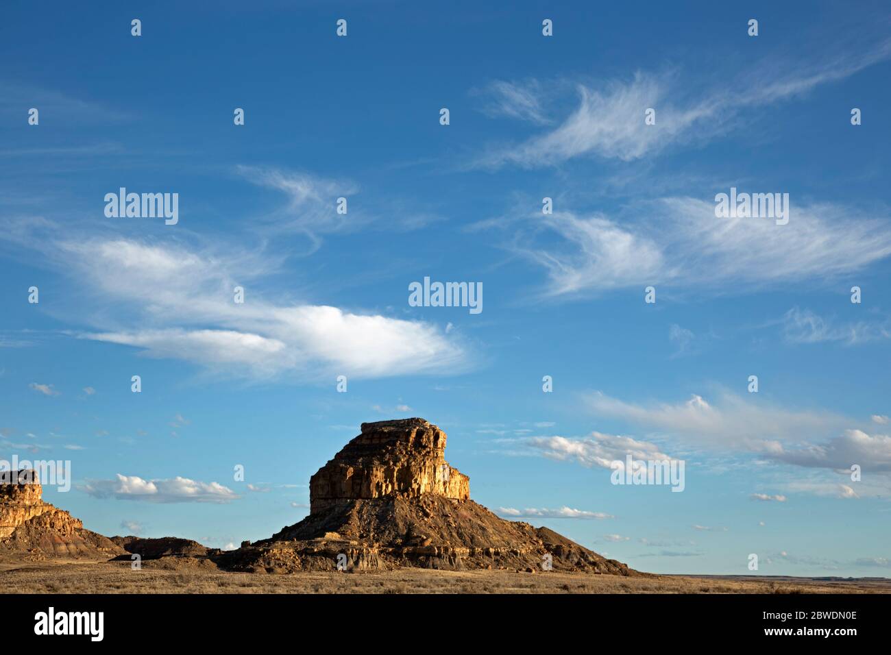 NM00339-00...NEW MEXICO - Fajada Butte, an important site for the Ancestral Puebloans, at Chaco Culture National Historic Park. Stock Photo