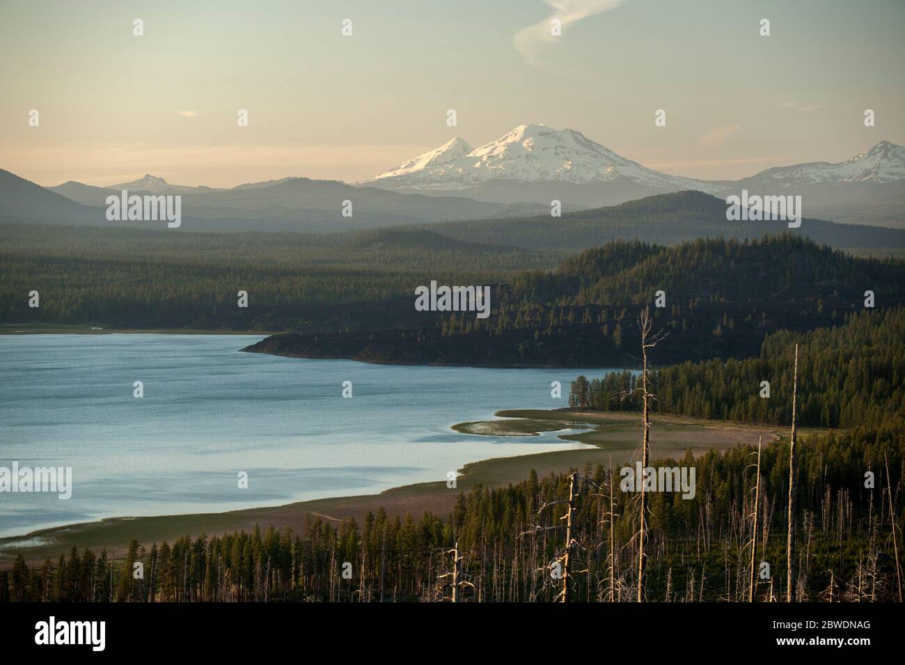 Last light on two of Oregon's Three Sisters, as seen from Davis Lake