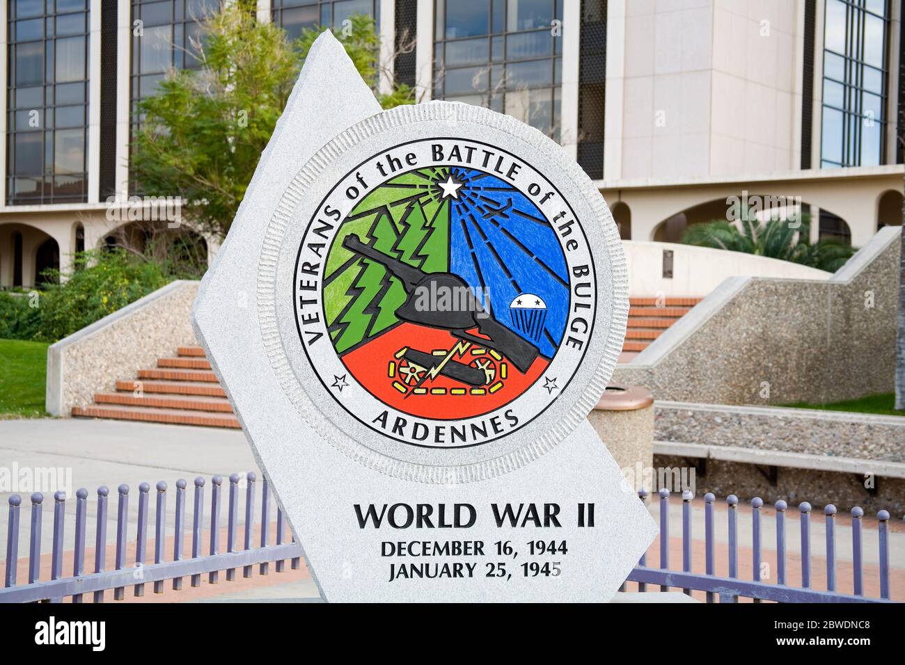 Battle of the Bulge Monument, Sunset Park, Downtown Tucson, Arizona, USA Stock Photo
