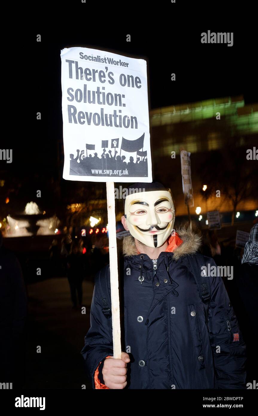 The 'Million Mask March' sees protests wearing V for Vendettastyle Guy Fawkes masks and