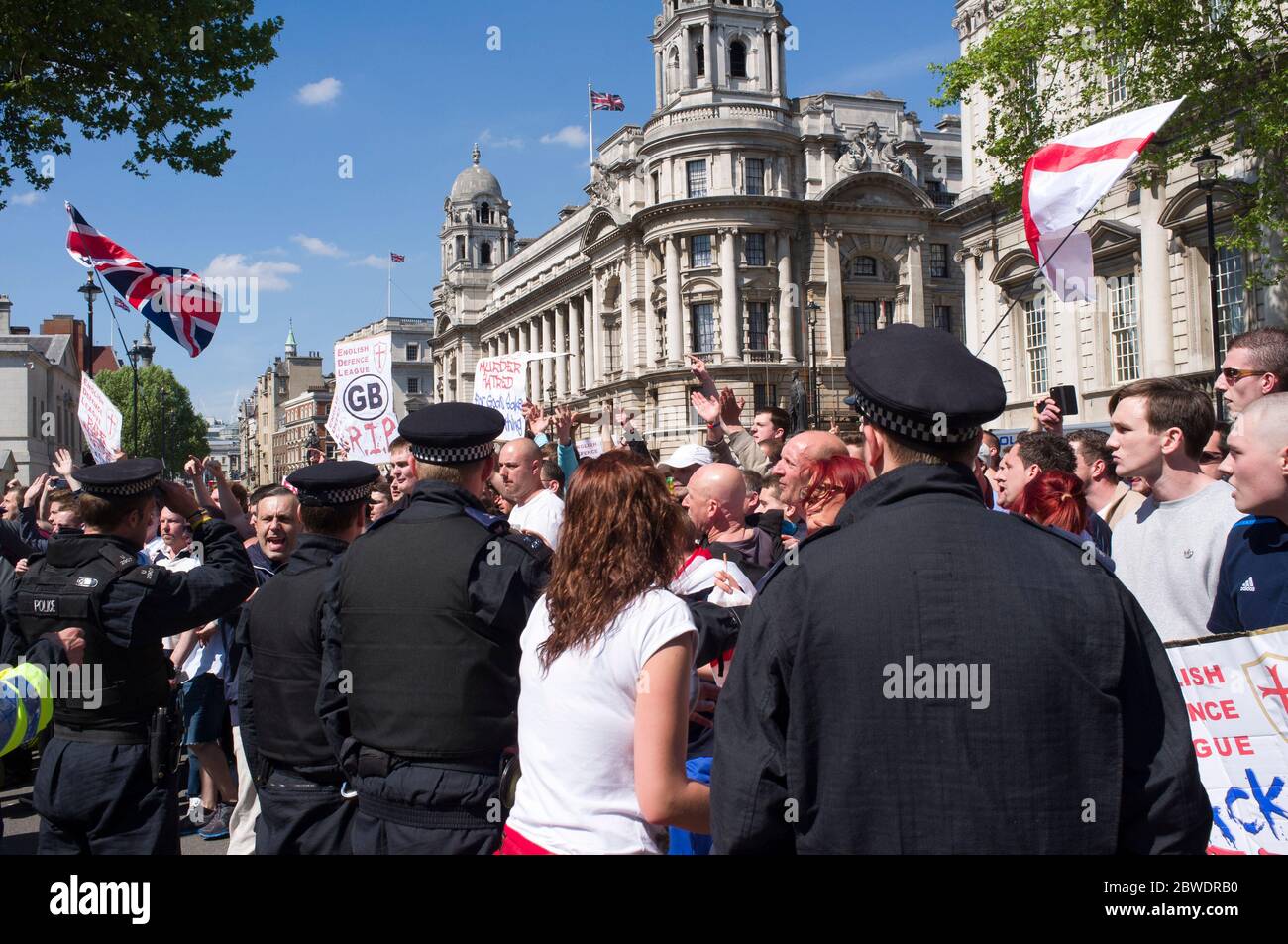 English Defence League (EDL), Demonstration, Whitehall, London, UK.  27 May 2013 Stock Photo