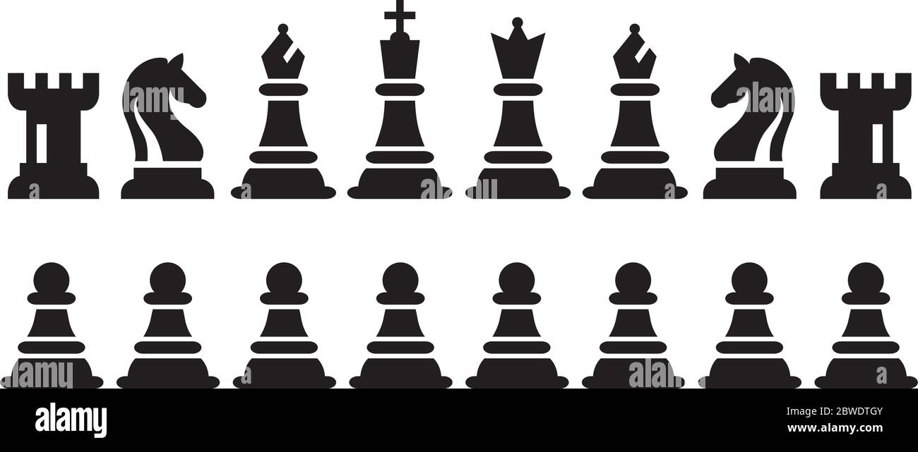 Premium Vector  Chess figures vector set. king, queen, bishop, knight or  horse, rook and pawn - standard chess pieces. strategic board game for  intellectual leisure. black and white items.