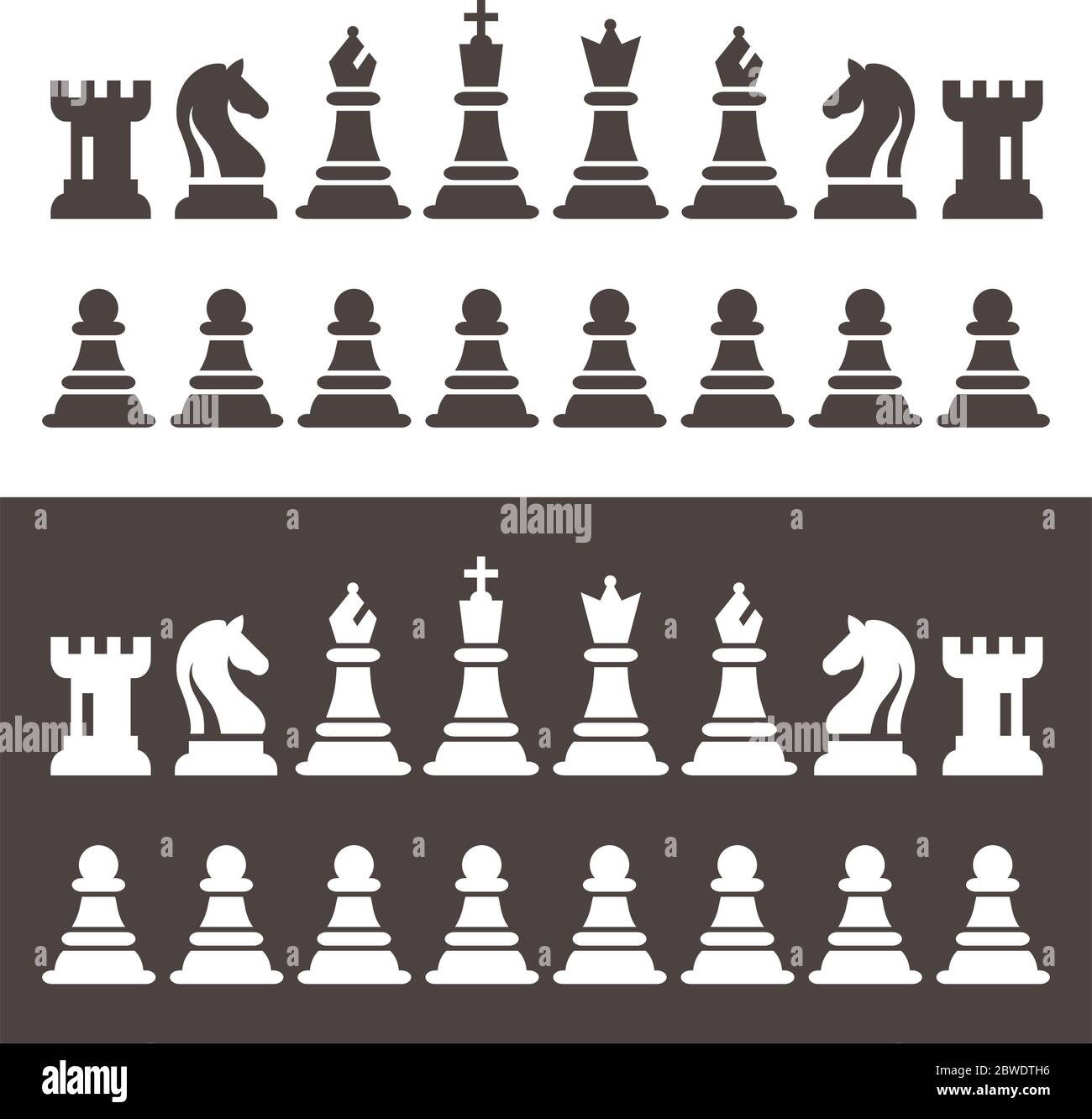 Chess pieces line collection. Chess game icon set. Simple flat set