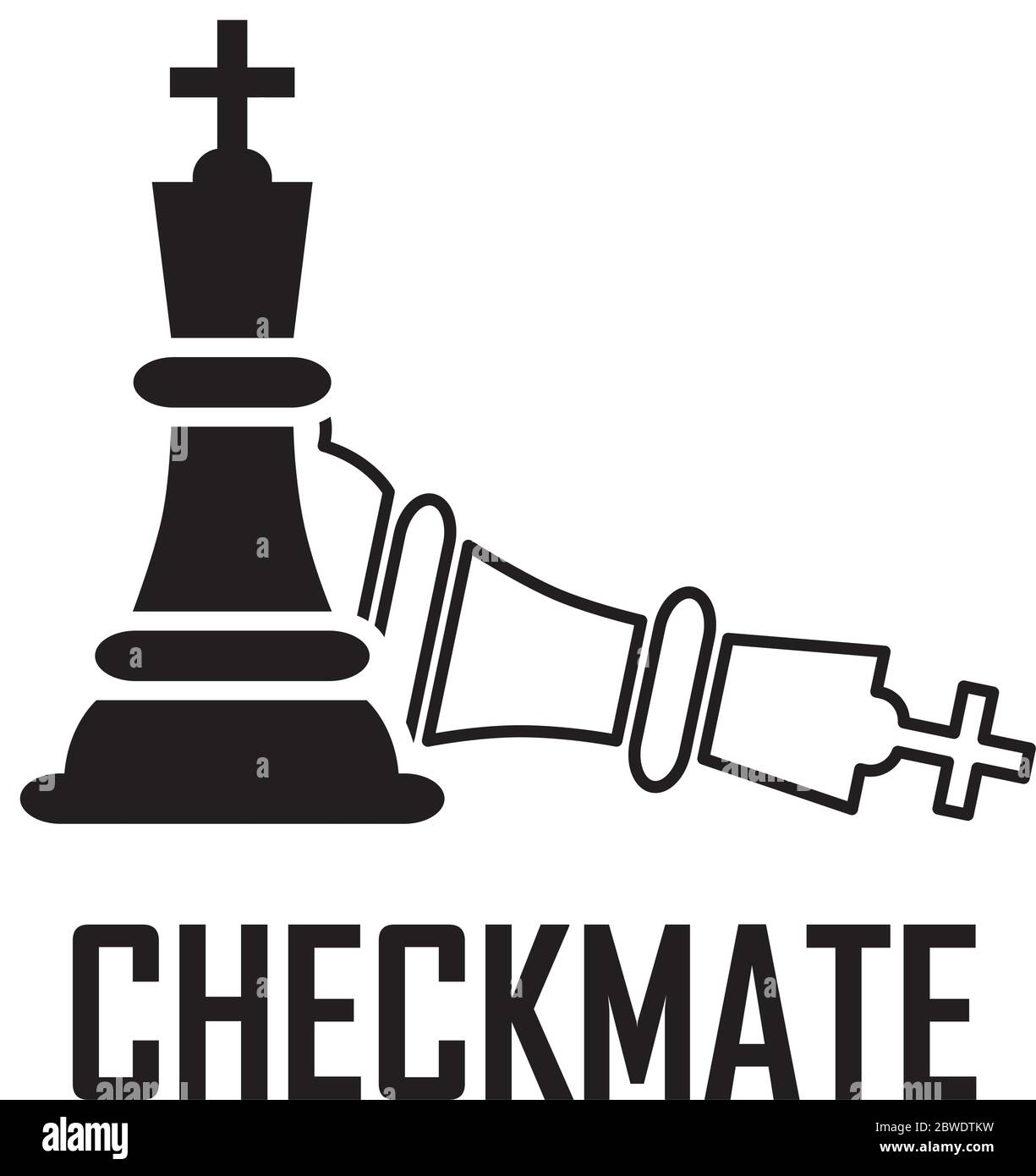 Checkmate on a white background chess black king Vector Image