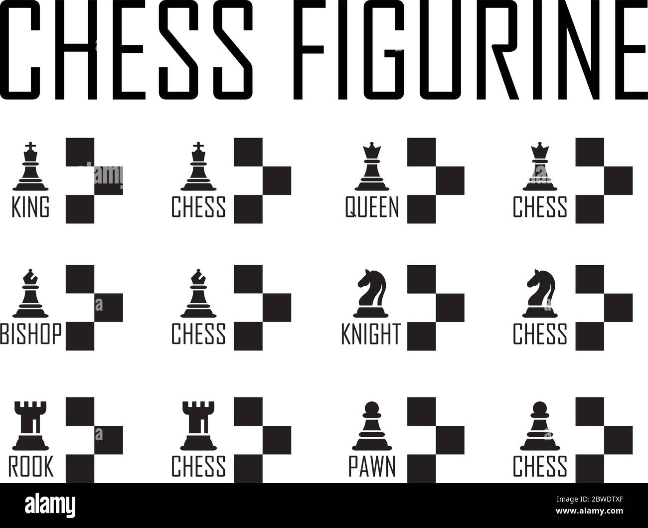 Chess Board with Piece Setup Flat Clip Art. Vector Illustration of Pawn,  Knight, Queen, Bishop, Horse, Rook Stock Vector - Illustration of knight,  concept: 193273942