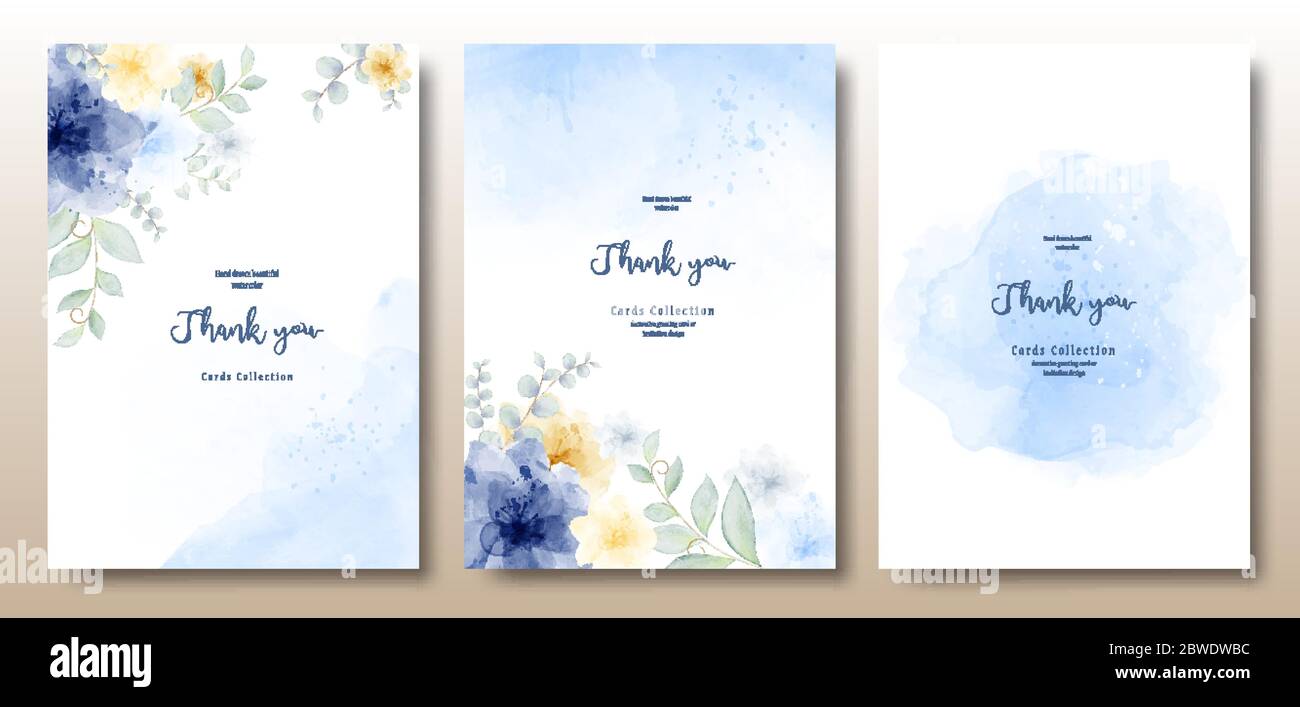Watercolor hand painted invitation template card. Beautiful foliage background use for wedding, invitation, posters, banners, save the date, website, Stock Vector