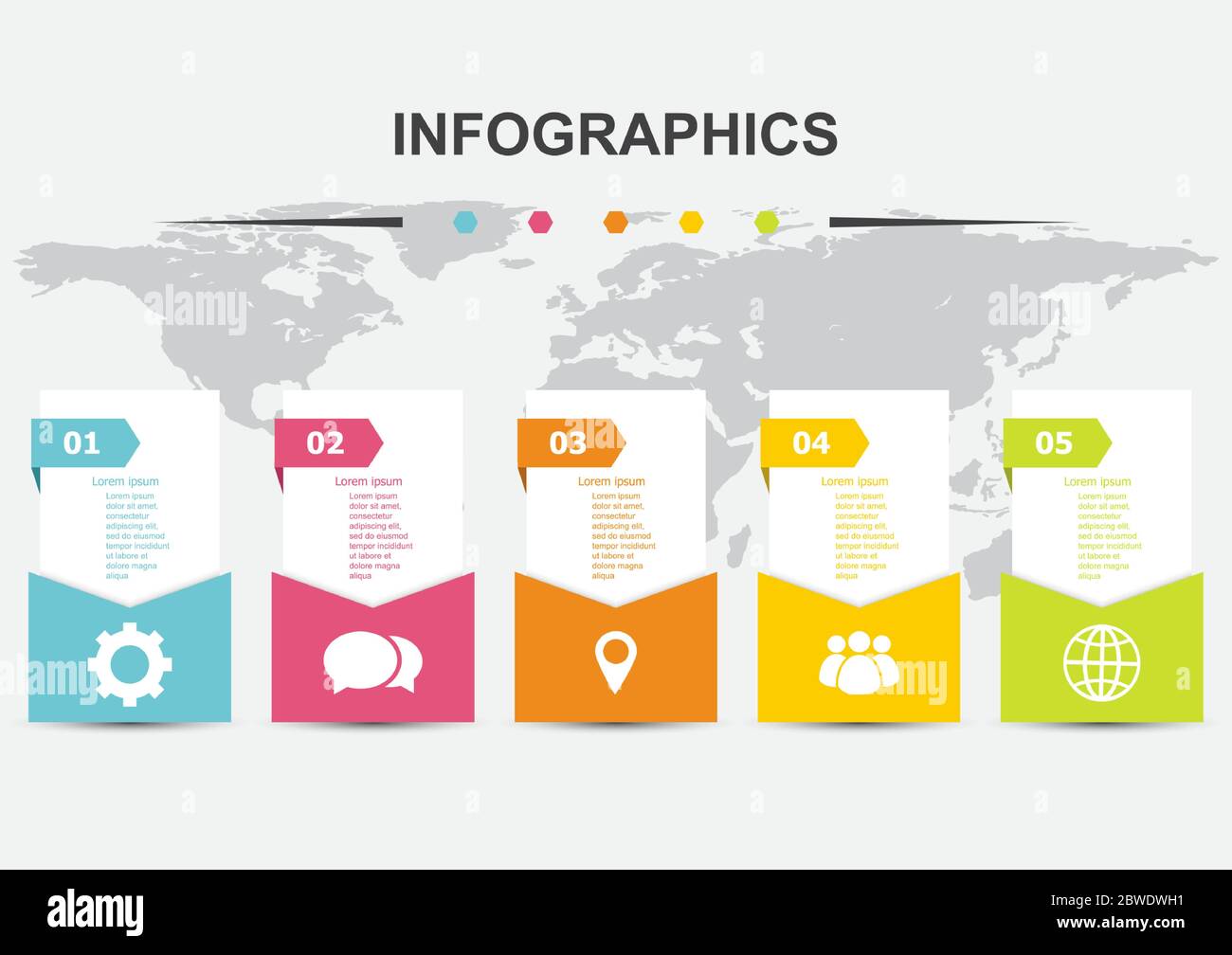 Infographic design template banners with 5 options, stock vector Stock Vector