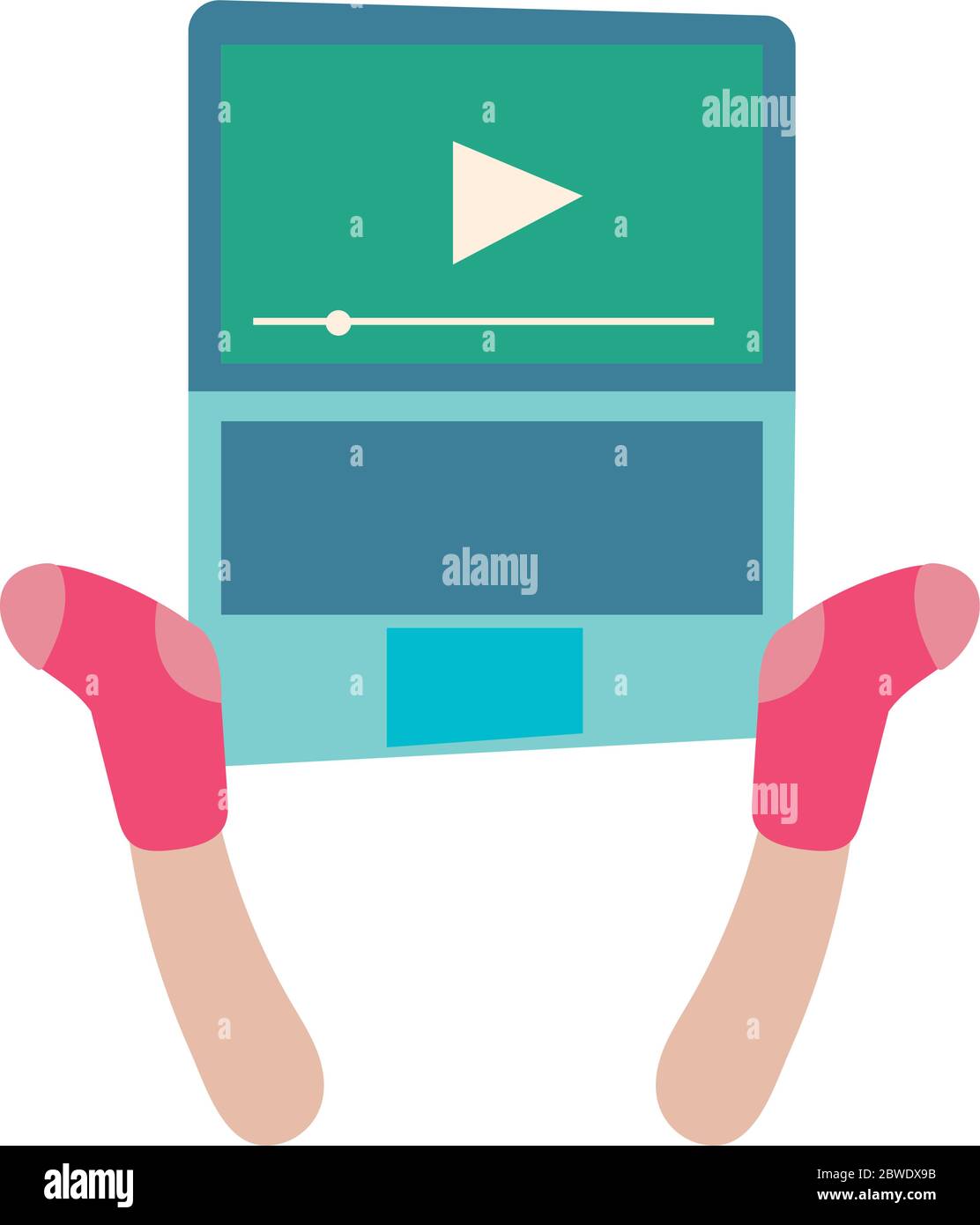 laptop online with media player flat style Stock Vector Image & Art - Alamy