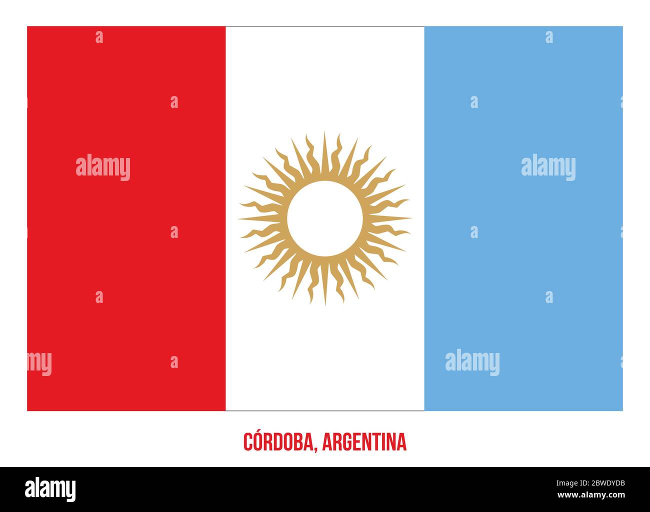 Cordoba Flag Vector Illustration on White Background. Flag of Argentina Provinces. Stock Vector