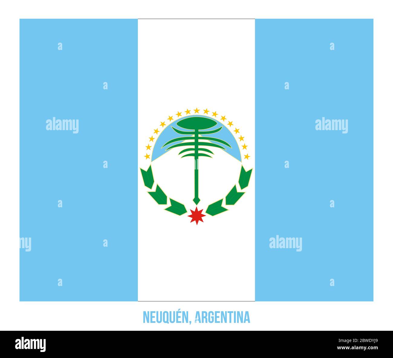 Neuquen Flag Vector Illustration on White Background. Flag of Argentina Provinces. Stock Vector