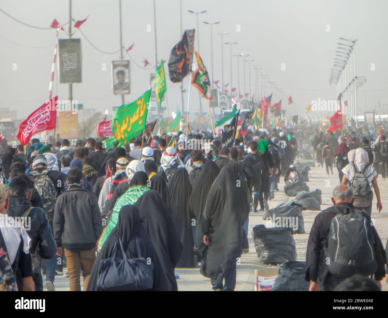 Karbala, Bagdad, Iraq, 06 09 2019:  Millions of Shia marching across the world to Karbala for arbaeen .  A great global gathering in Iraq. Stock Photo
