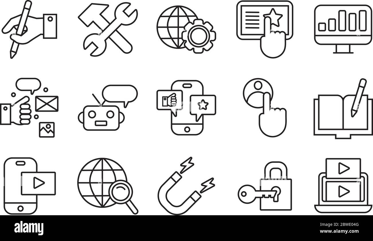 set of digital contents icons Stock Vector Image & Art - Alamy
