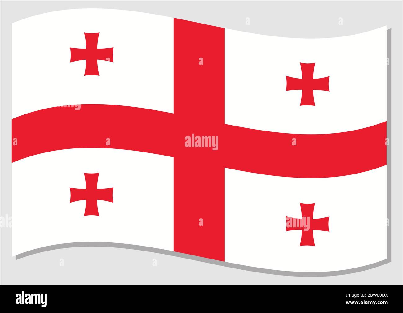 Waving flag of Georgia vector graphic. Waving Georgian flag illustration. Georgia country flag wavin in the wind is a symbol of freedom and independen Stock Vector
