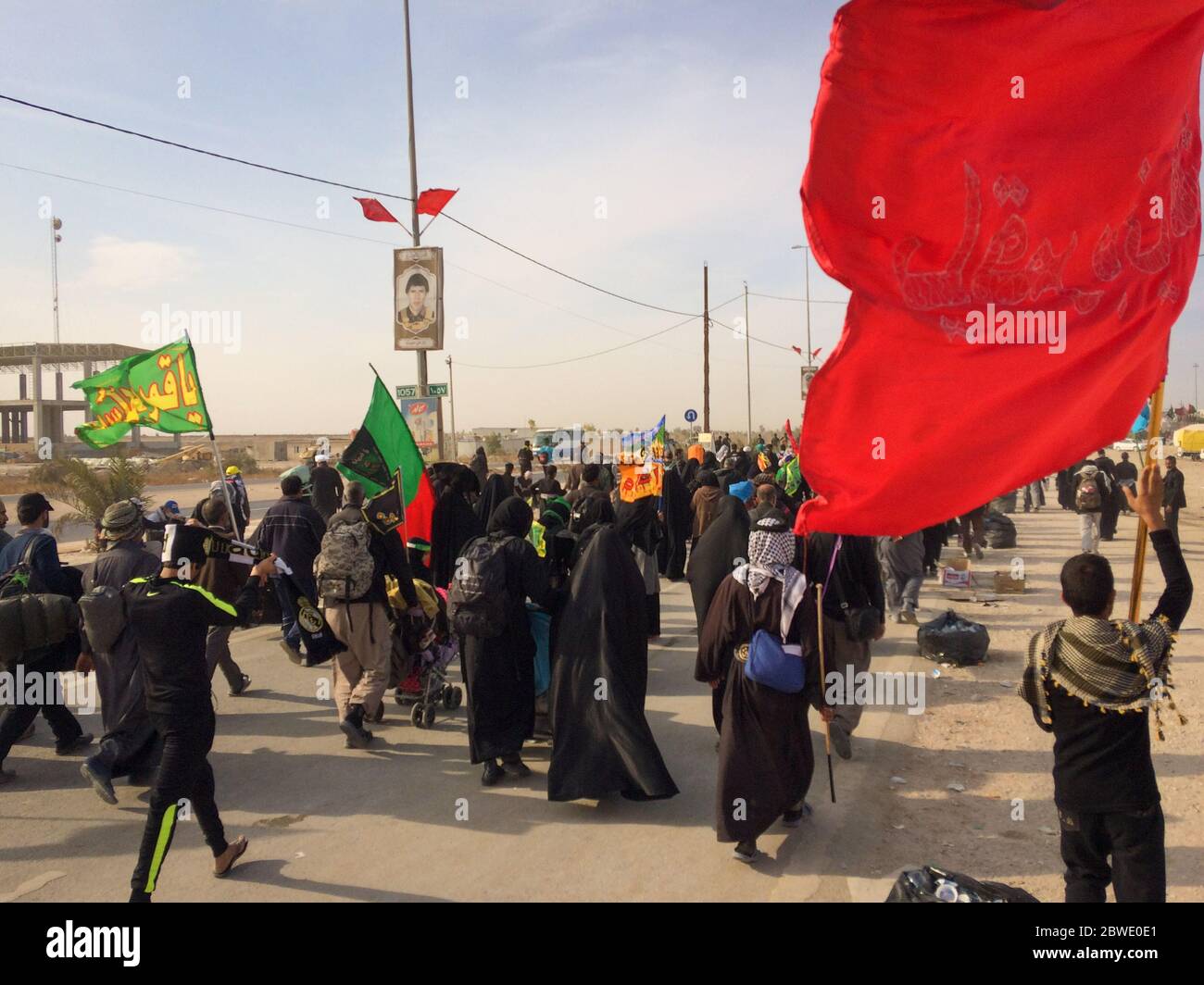 Karbala, Bagdad, Iraq, 06 09 2019:  Millions of Shia marching across the world to Karbala for arbaeen .  A great global gathering in Iraq. Stock Photo