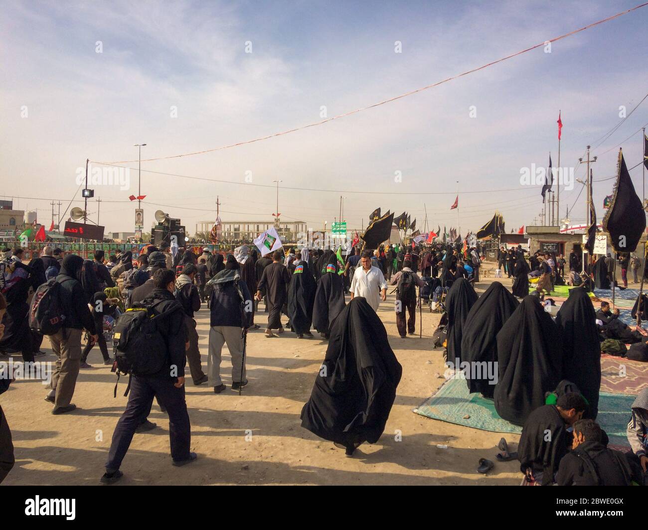 Karbala, Bagdad, Iraq, 06 09 2019:  Millions of Shia marching across the world to Karbala for arbaeen.  A great global gathering in Iraq. Stock Photo
