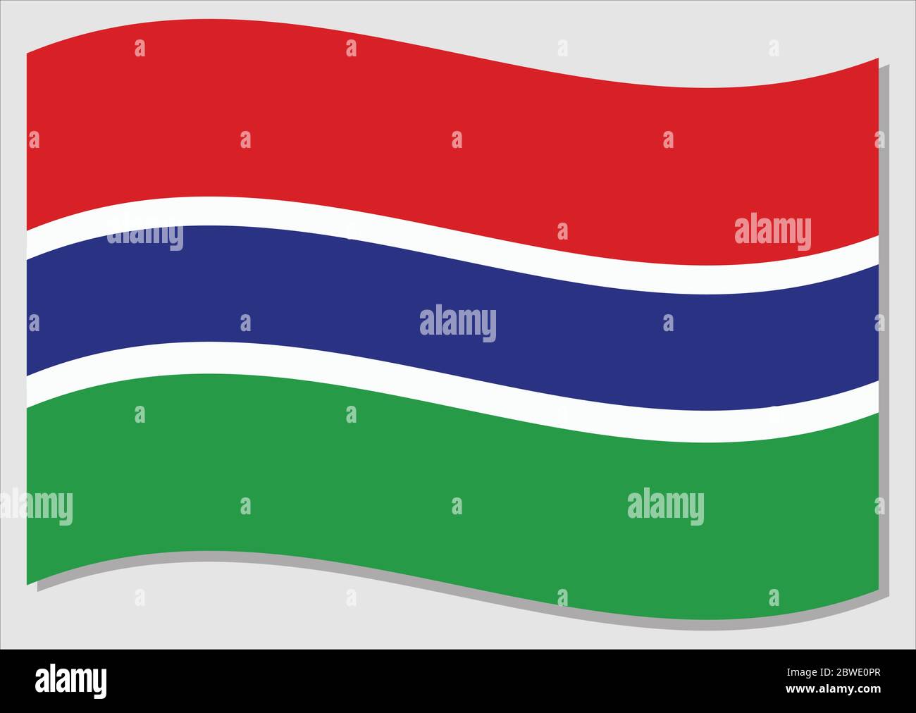 Waving flag of Gambia vector graphic. Waving Gambian flag illustration ...