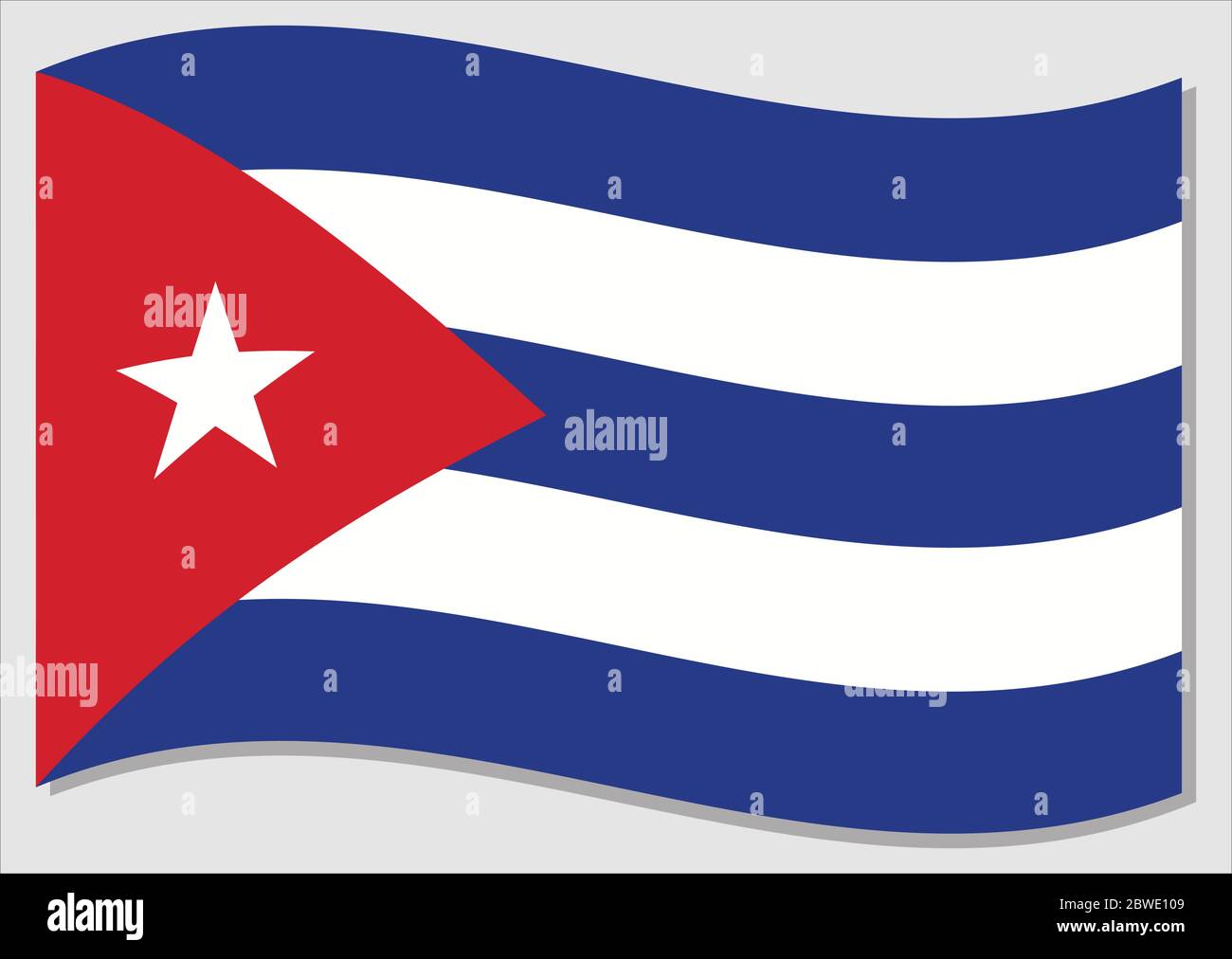 Waving flag of Cuba vector graphic. Waving Cuban flag illustration. Cuba country flag wavin in