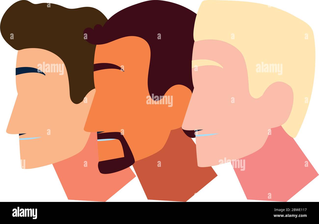 healthy men faces at home vector illustration design Stock Vector
