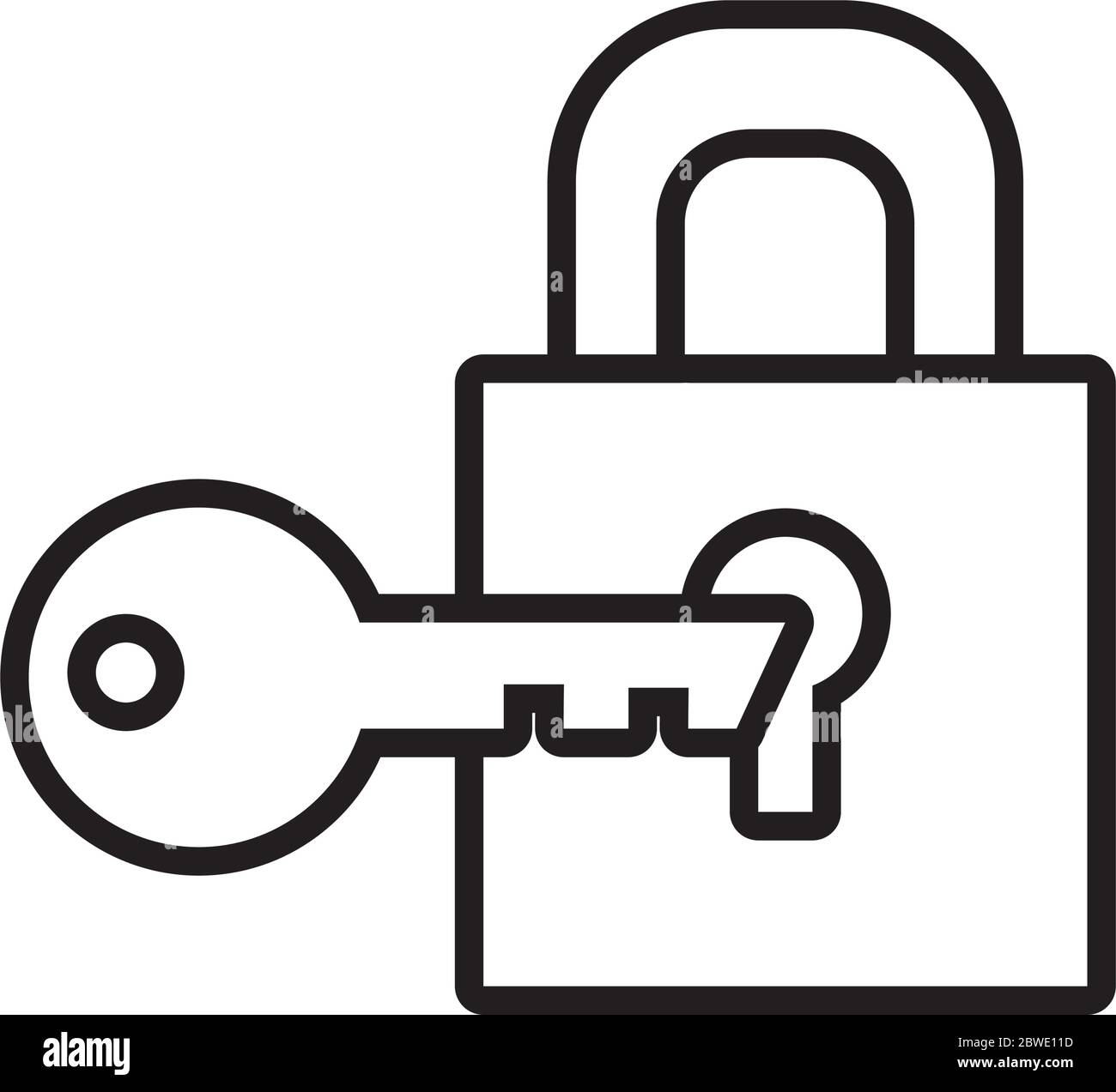 padlock with key line style Stock Vector Image & Art - Alamy