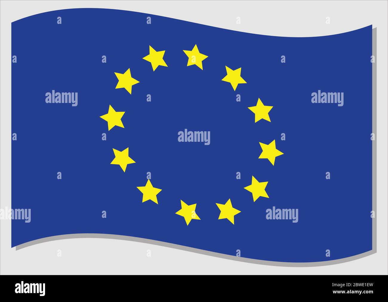 Waving flag of European Union vector graphic. Waving EU flag ...