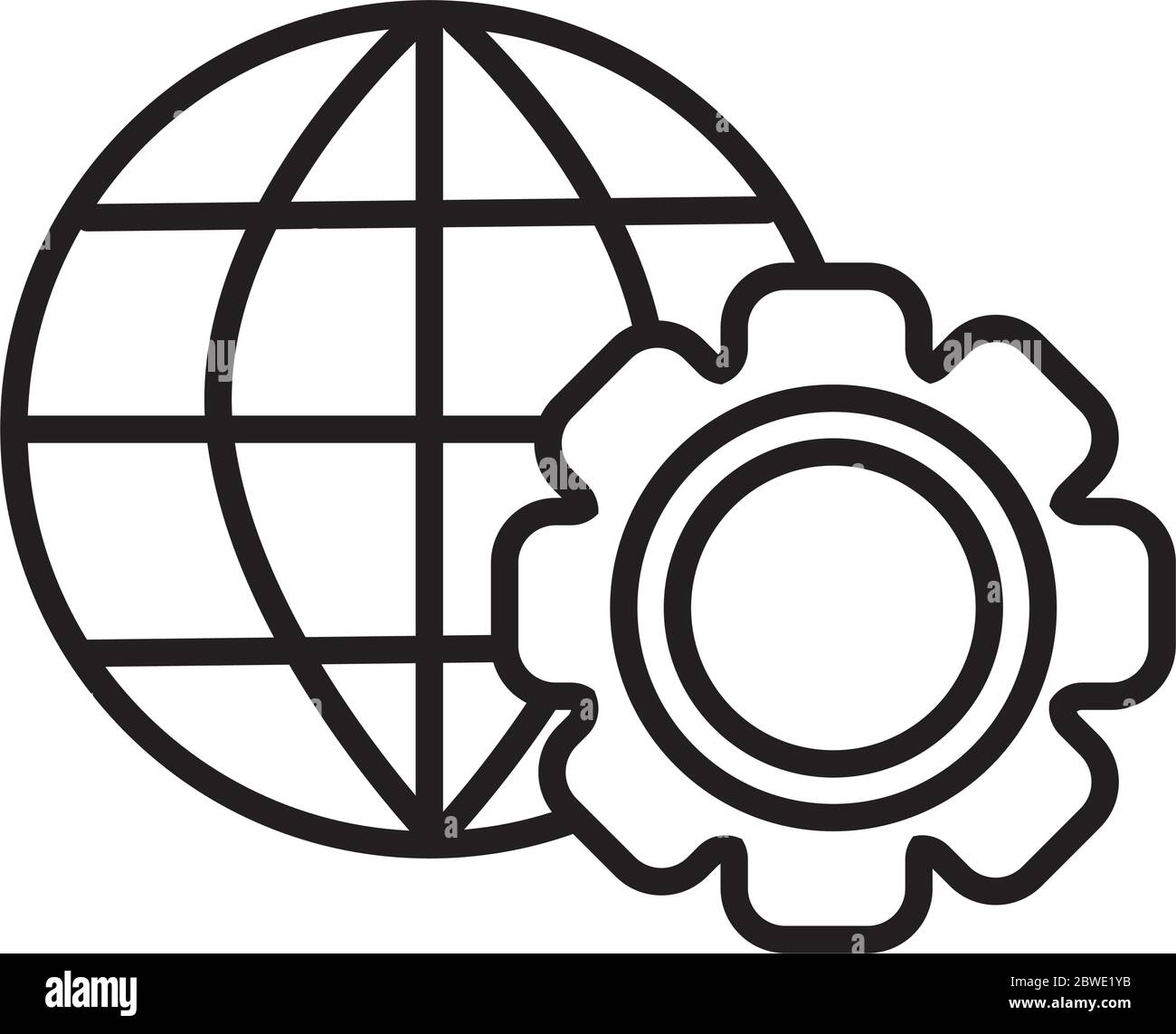 gears settings with sphere browser line style Stock Vector Image & Art ...