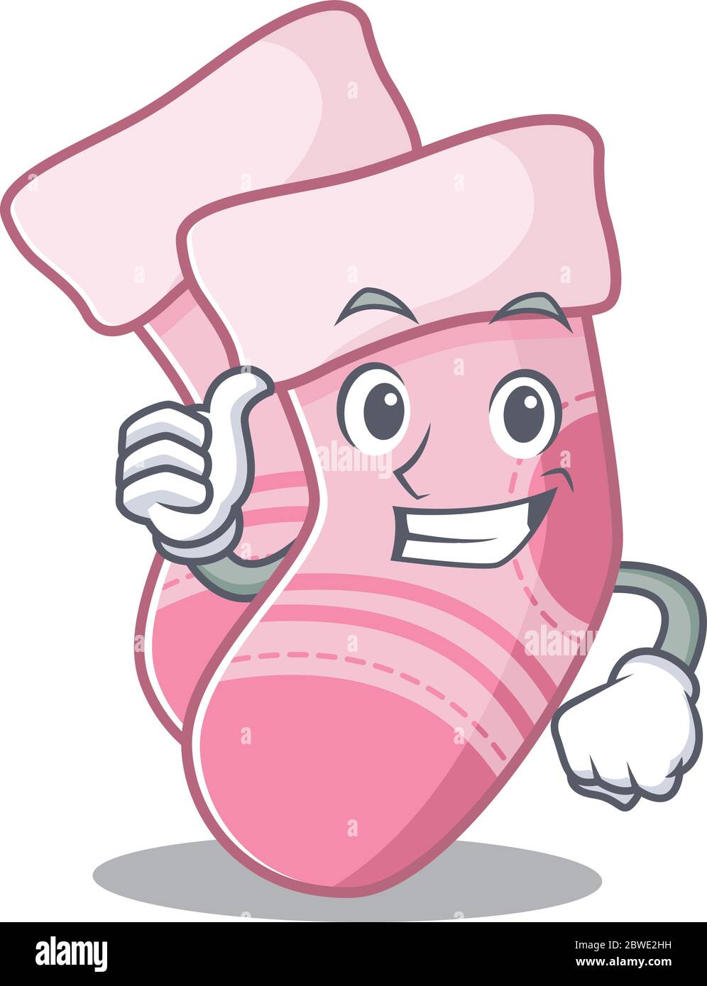 Baby socks cartoon character design showing OK finger Stock Vector