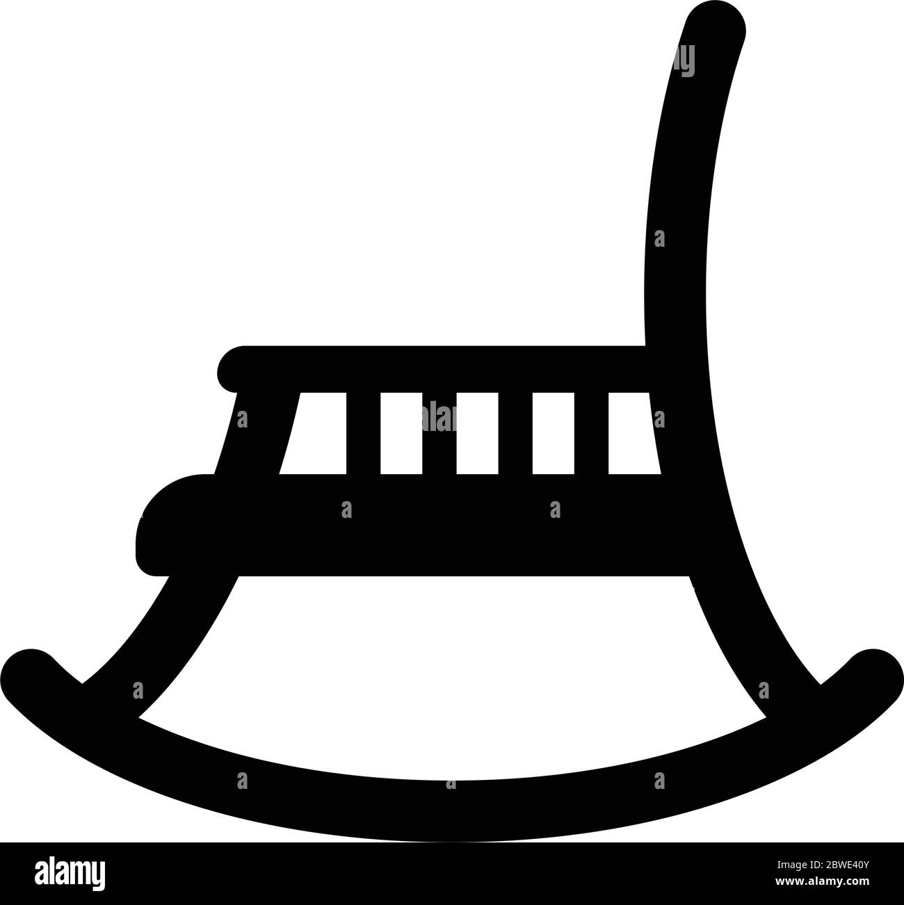 Rocking chair black icon, furniture, vector graphics for commercial