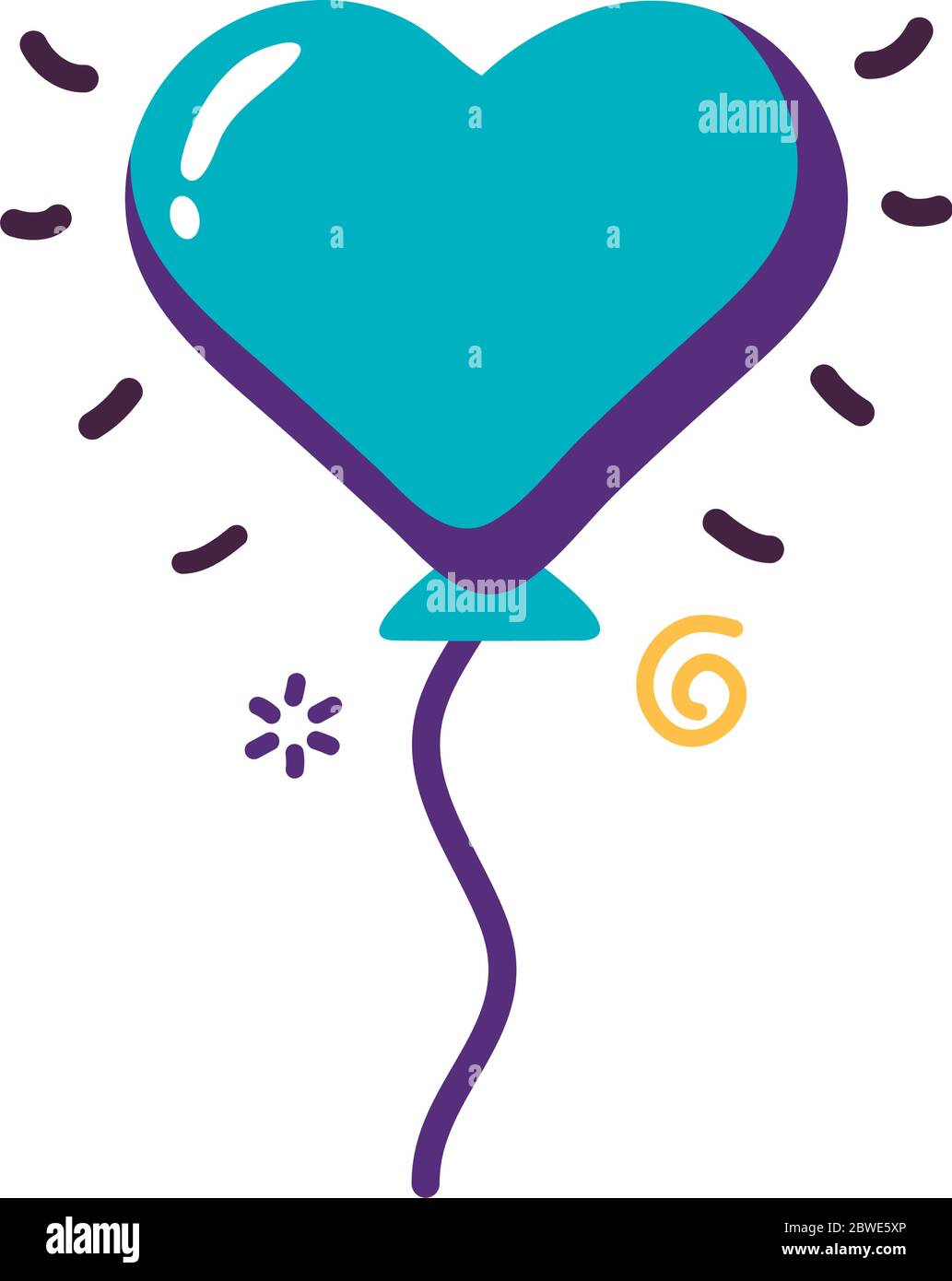 Blue heart balloon flat style icon vector design Stock Vector Image ...
