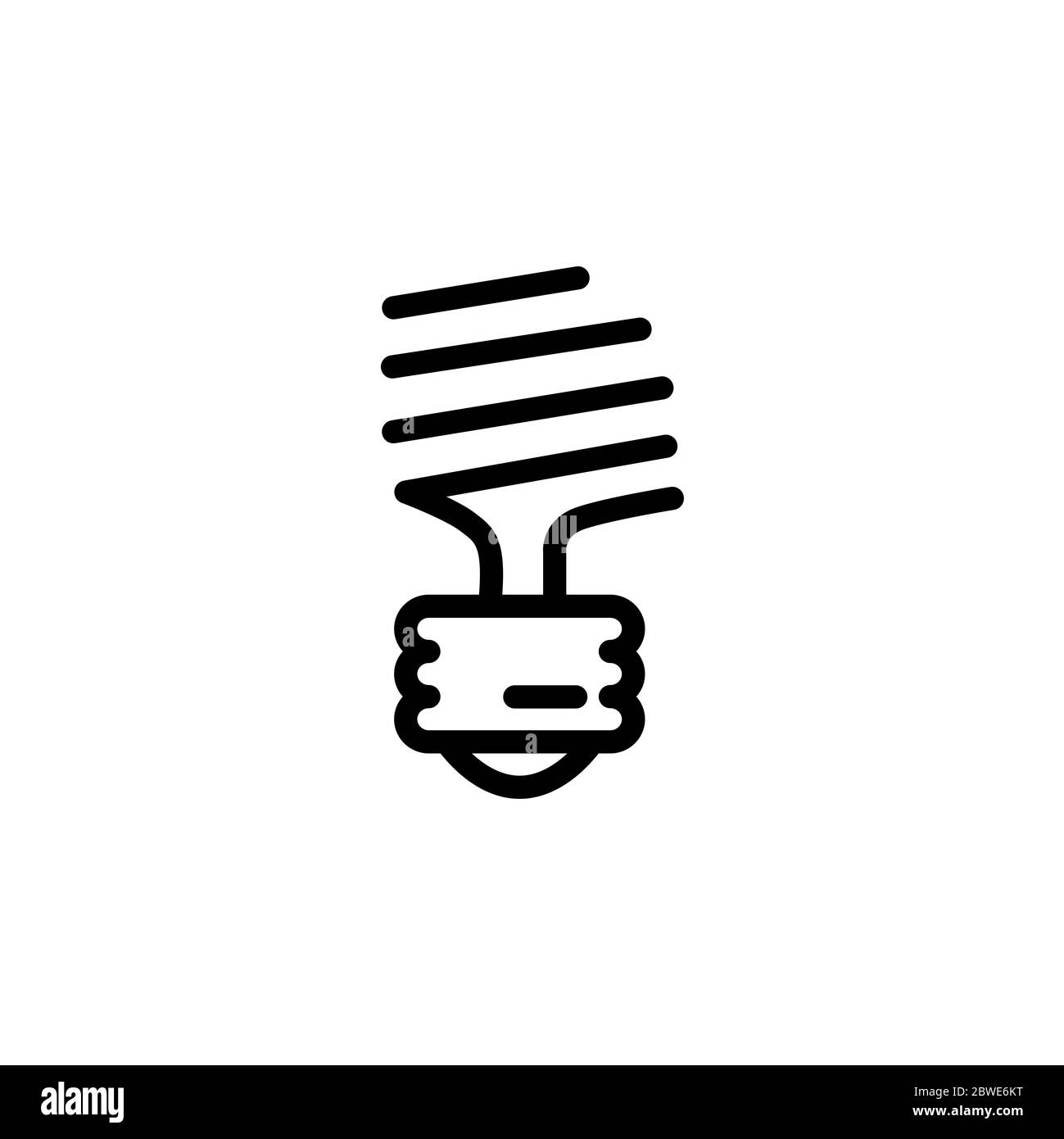 Energy Saving Fluorescent Light Bulb Line Icon In Flat Style. Black ...