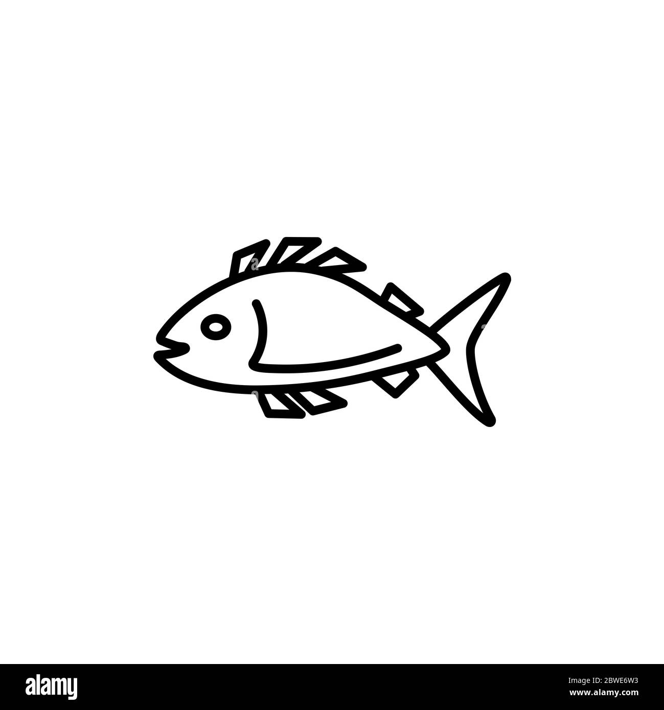 Fish Line Icon In Flat Style Vector For App, UI, Websites. Black Icon ...