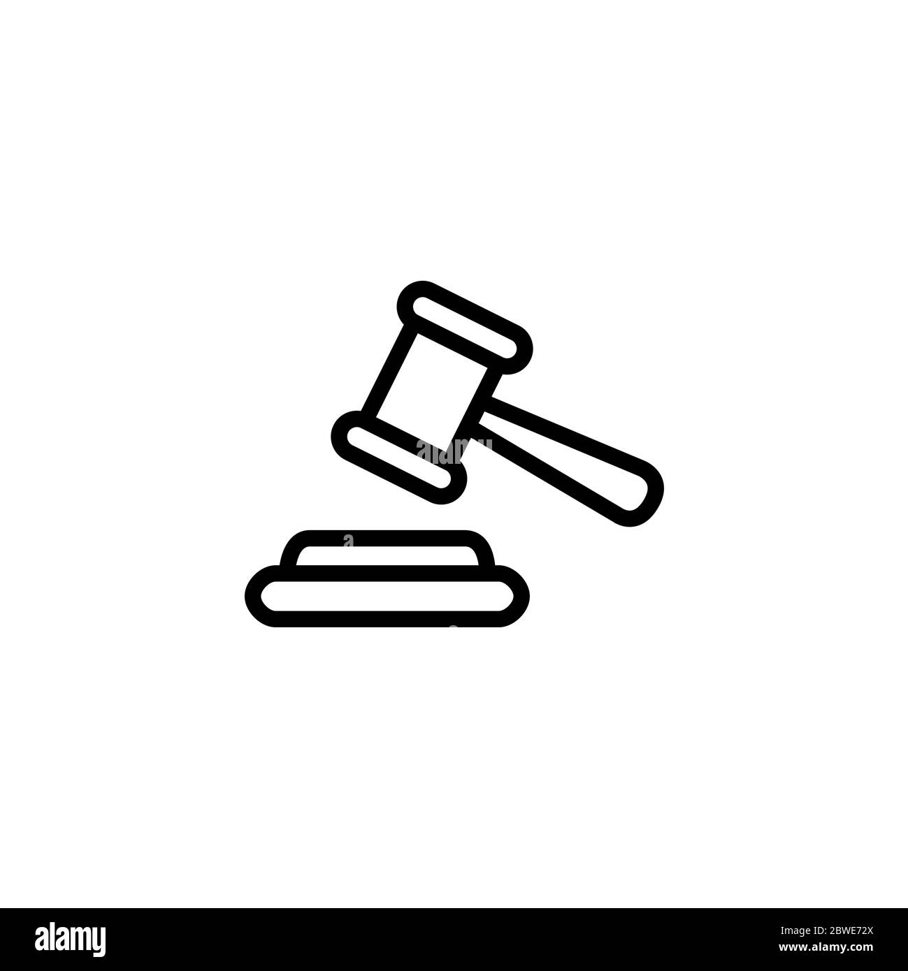 Justice Gavel Line Icon In Flat Style Vector For App, UI, sites