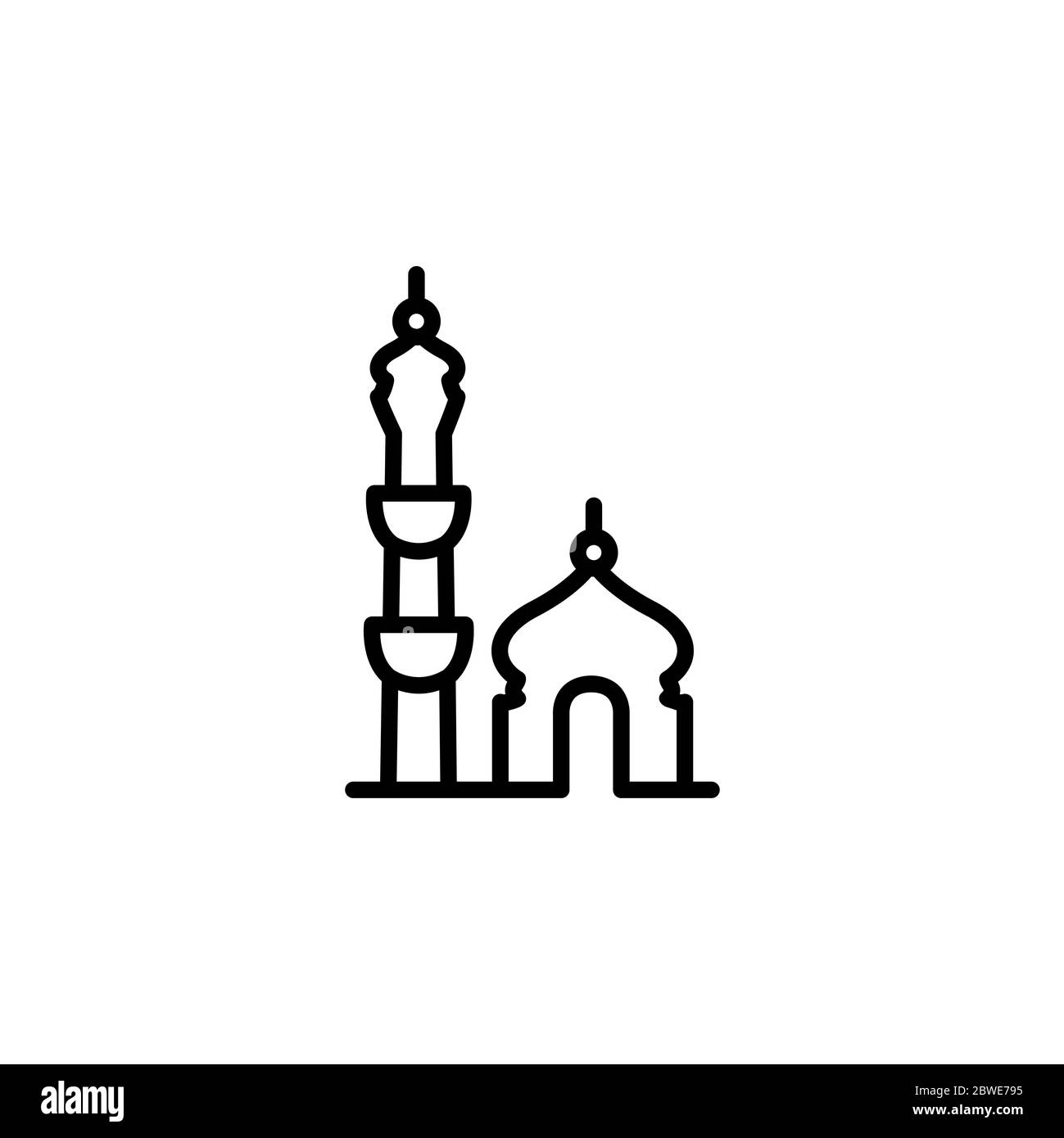Mosque Line Icon In Flat Style Vector For App, UI, Websites. Black