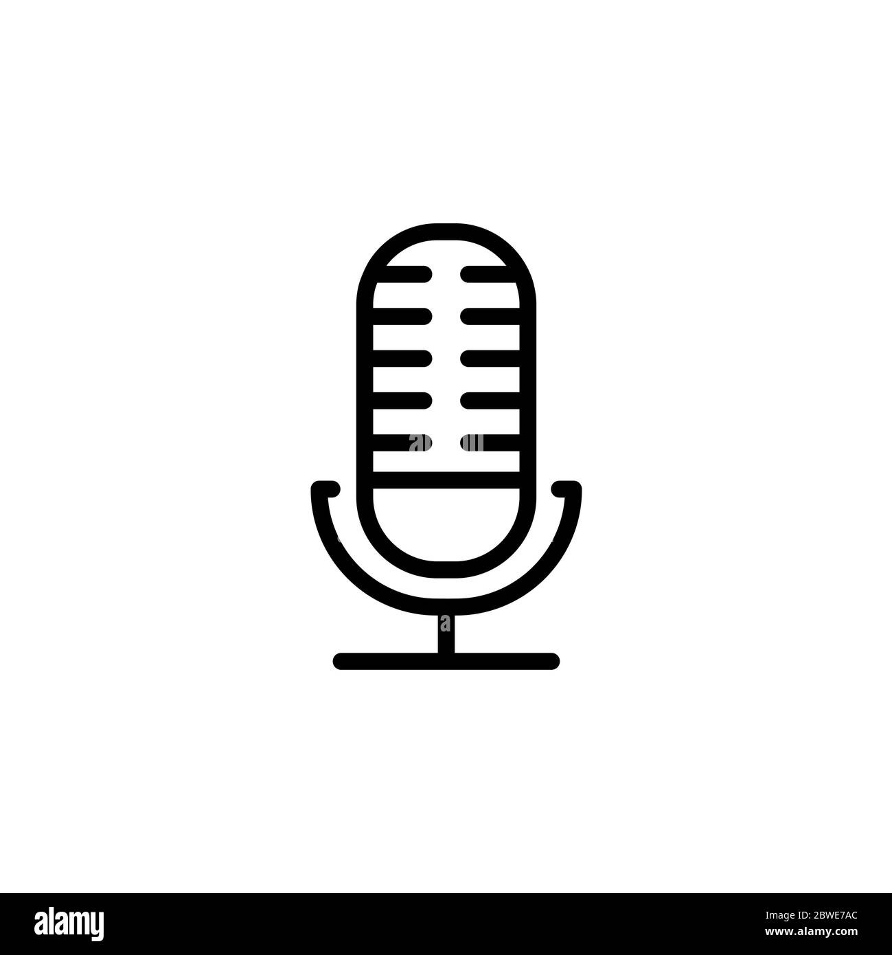 Microphone Line Icon In Flat Style Vector For App, UI, Websites. Black ...