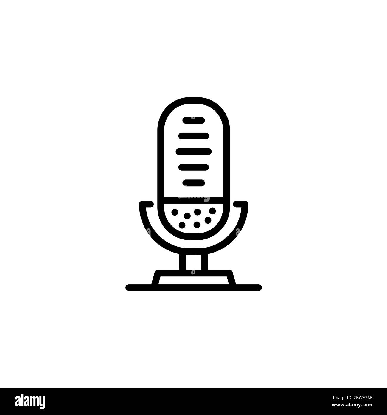 Microphone Line Icon In Flat Style Vector For App, UI, Websites. Black ...