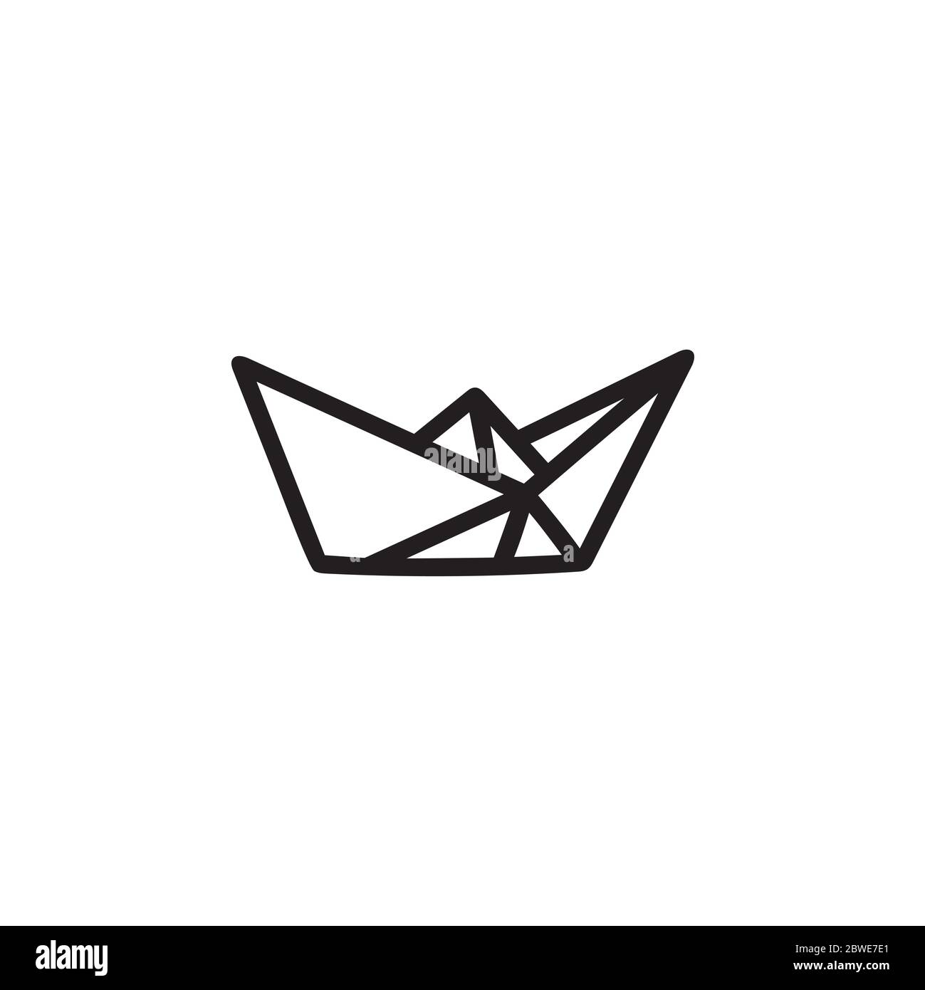 Paper Boat Line Icon In Flat Style Vector For Apps, UI, Websites. Black ...