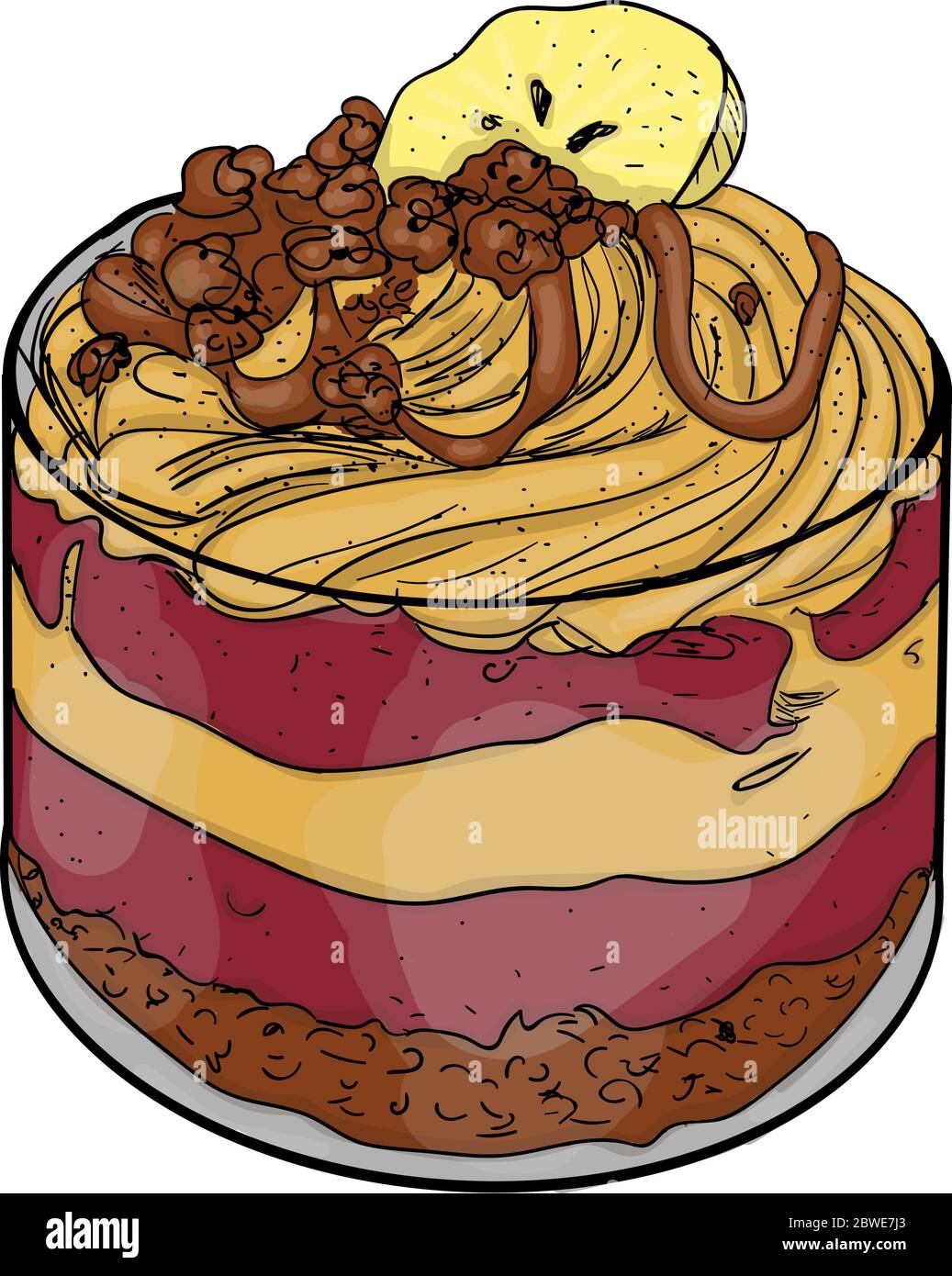 banana dessert with caramel and cream vector illustration Stock Vector