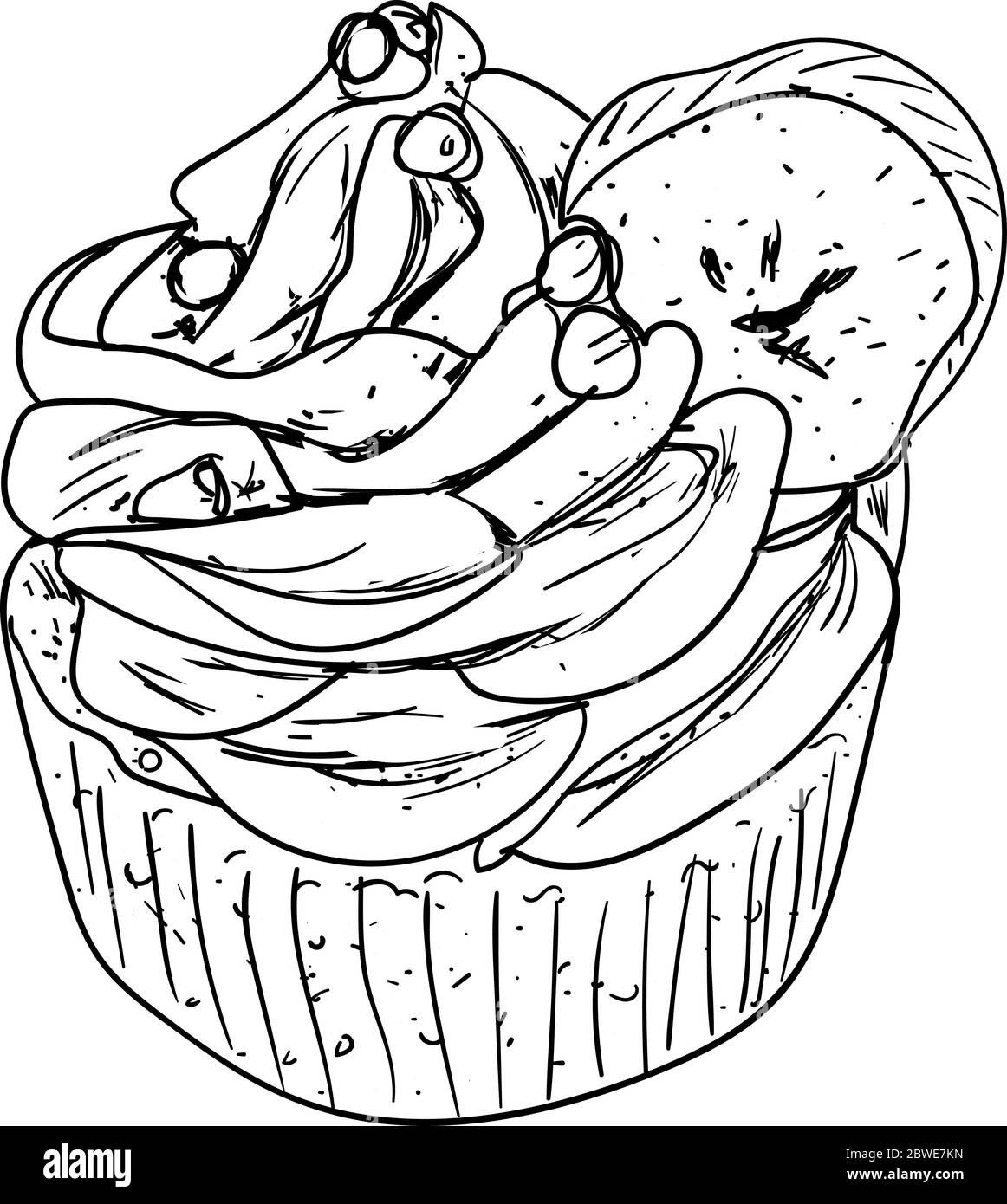 banana cake with cream filling sketch vector illustration Stock Vector