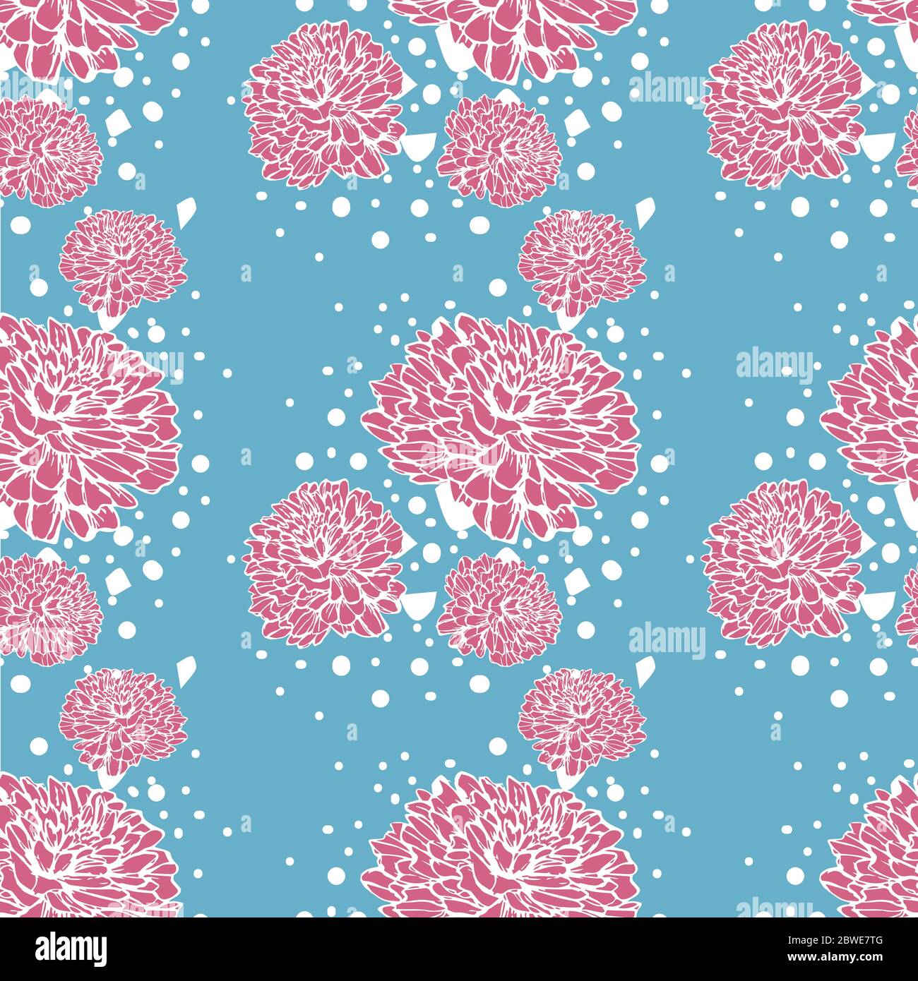 pattern pink peonies on a blue background vector illustration Stock Vector