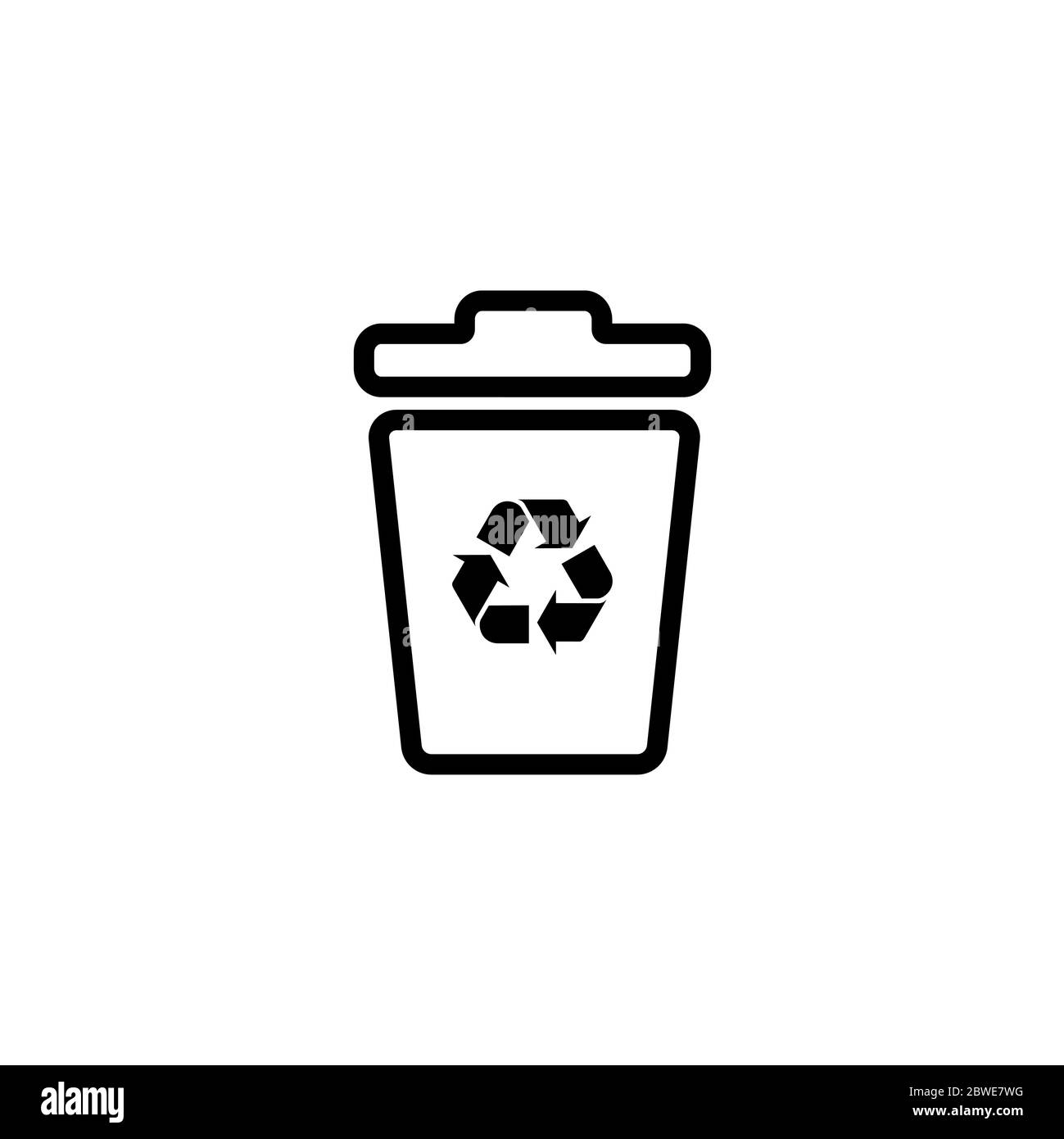 Recycle Bin Line Icon In Flat Style Vector For Apps, UI, sites. Black Icon Vector