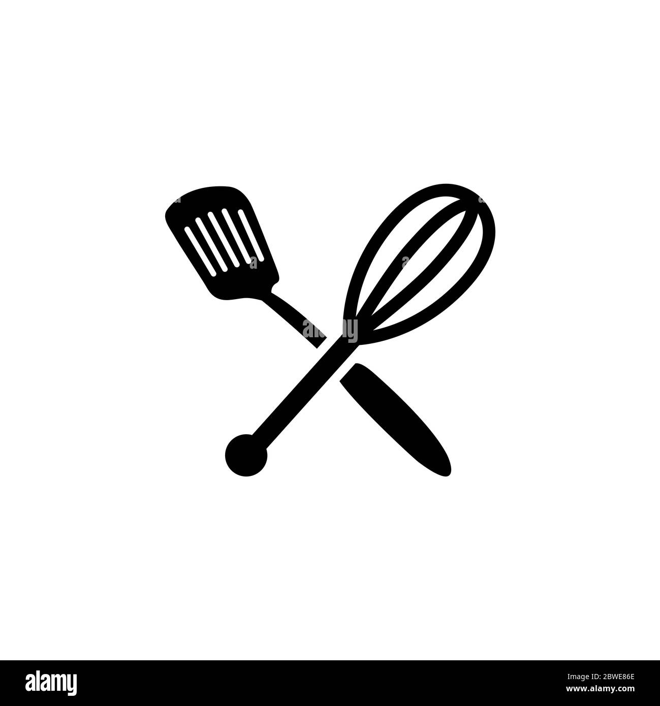 Spatula & Whisk Icon In Flat Style Vector For Apps, UI, sites. Black