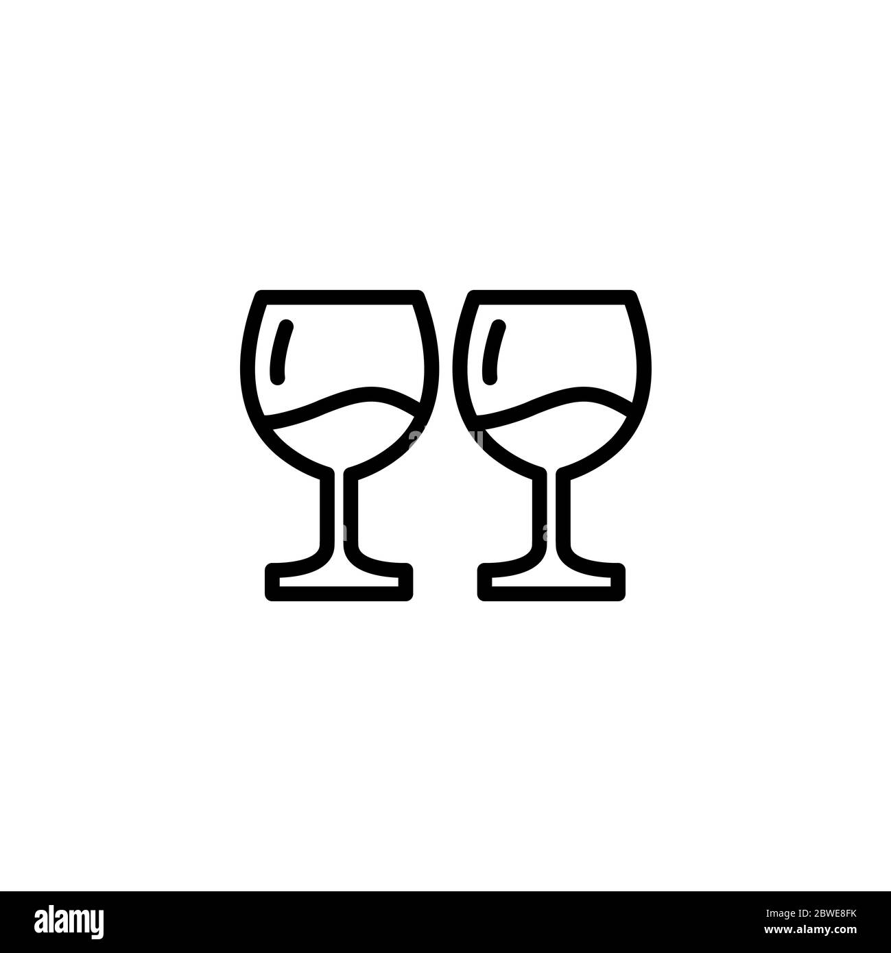 Wine Glasses Line Icon In Flat Style Vector For Apps, UI, Websites ...