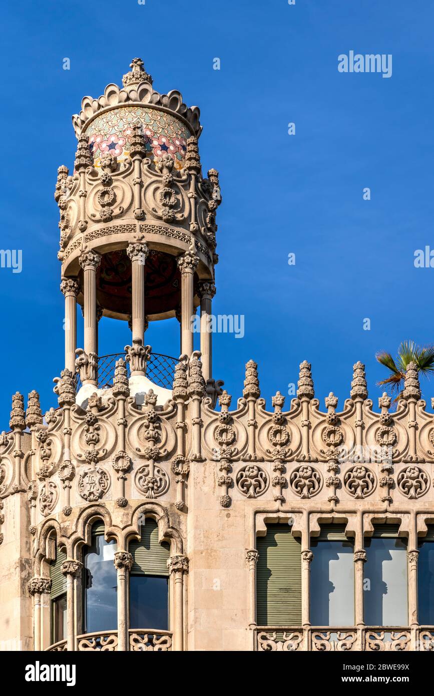 Tempietto located at the top of Casa Lleo Morera, Passeig de Gracia, Barcelona, Catalonia, Spain Stock Photo
