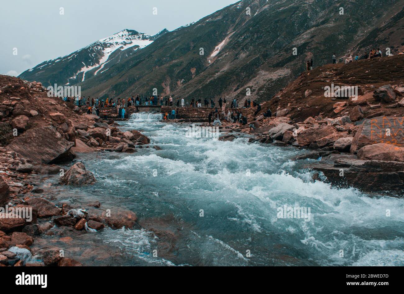 Tourists at Saif ul Maluk Lake, Naran Valley, Khyber Pakhtunkhua, Pakistan 6/26/2018 Stock Photo