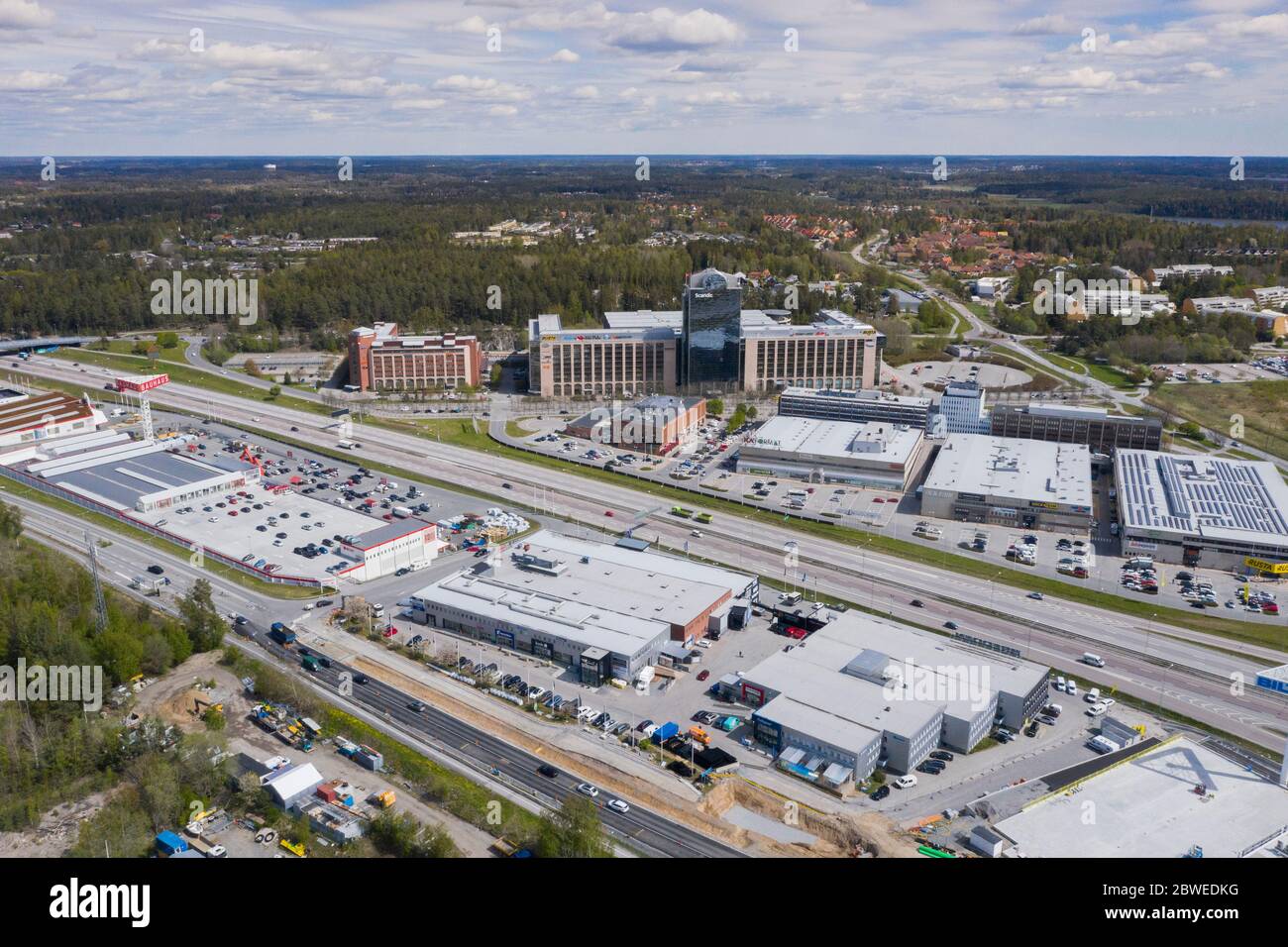 View of the business area Bredden in Upplands Väsby. Stock Photo