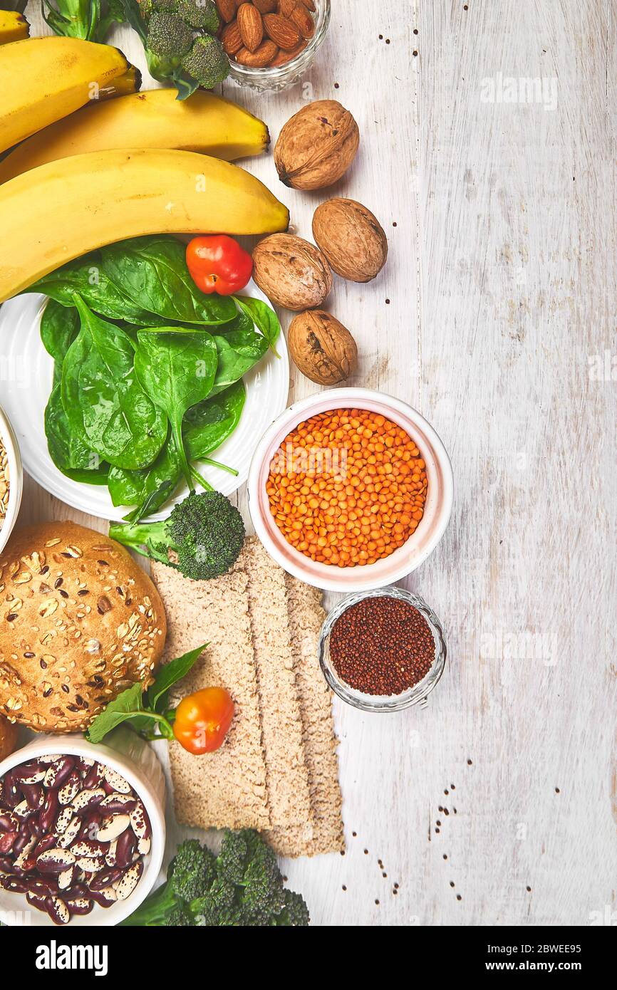 Set of high dietary fibre health food product concept Stock Photo Alamy